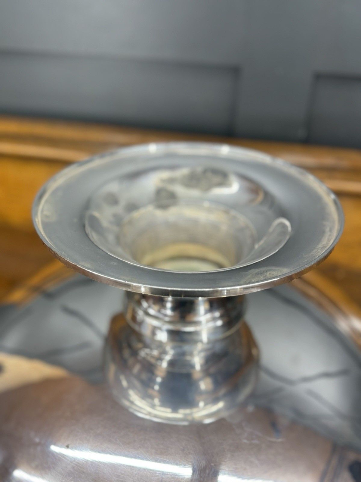 Large Polished Metal Punch Bowl On Pedestal – Barware / Party Decor photo 195.0
