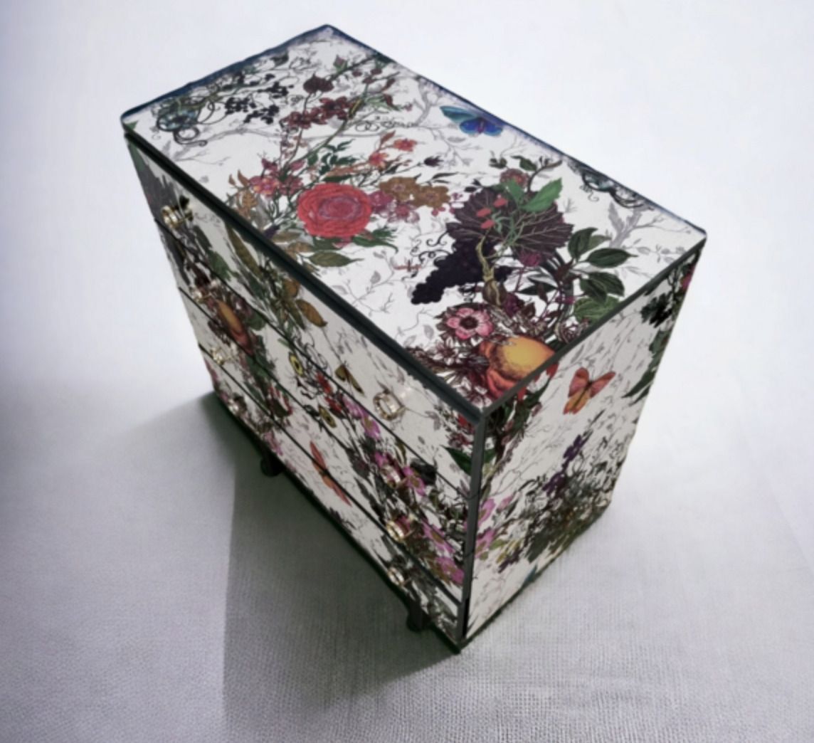 Mid Century Chest Of Drawers With Timorous Beasties Bloomsbury Garden photo 350.0