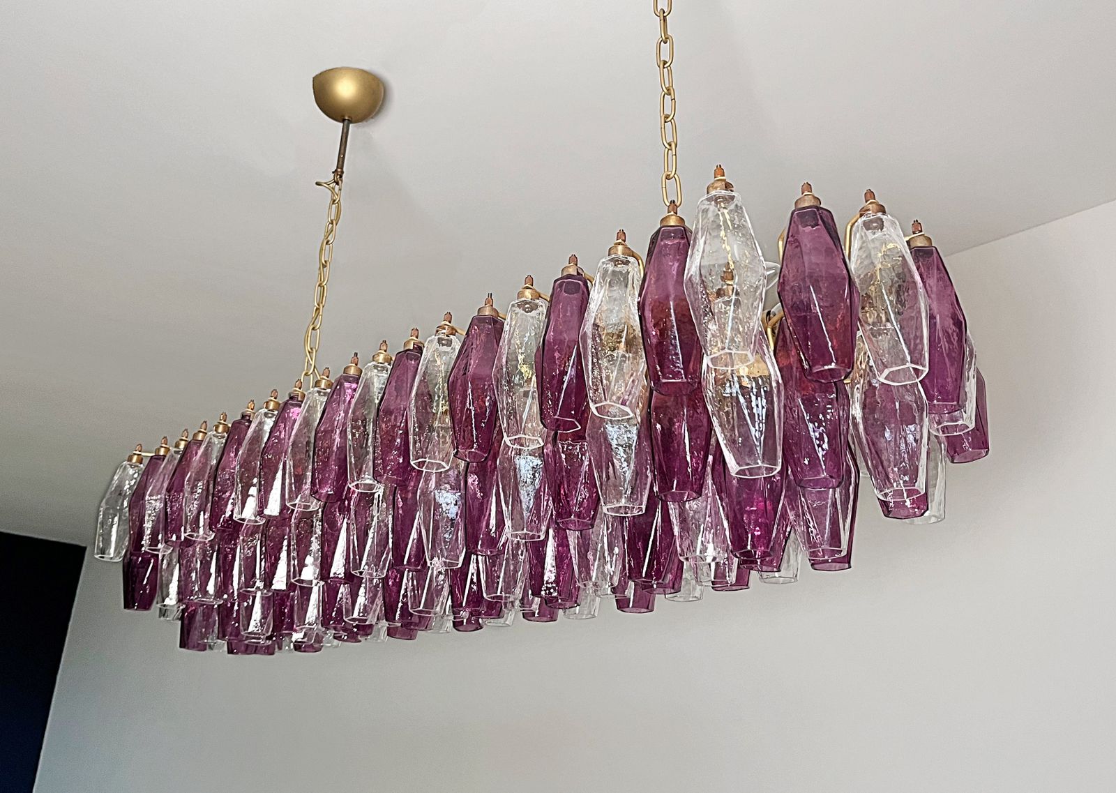 Elegant Murano Poliedri Chandelier   Carlo Scarpa   138 Amethyst/Clear Glasses photo buy