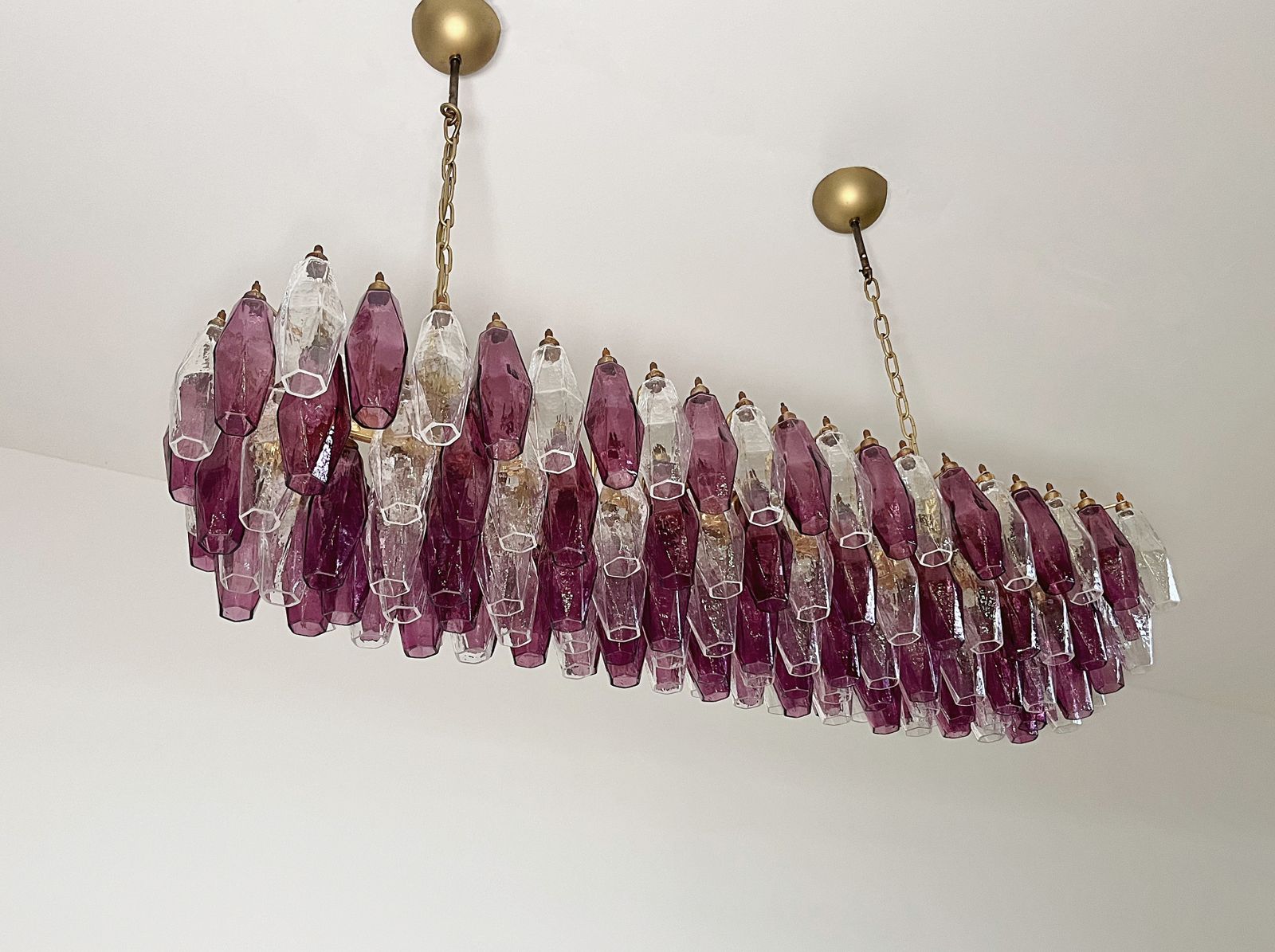 photo for sale Elegant Murano Poliedri Chandelier   Carlo Scarpa   138 Amethyst/Clear Glasses