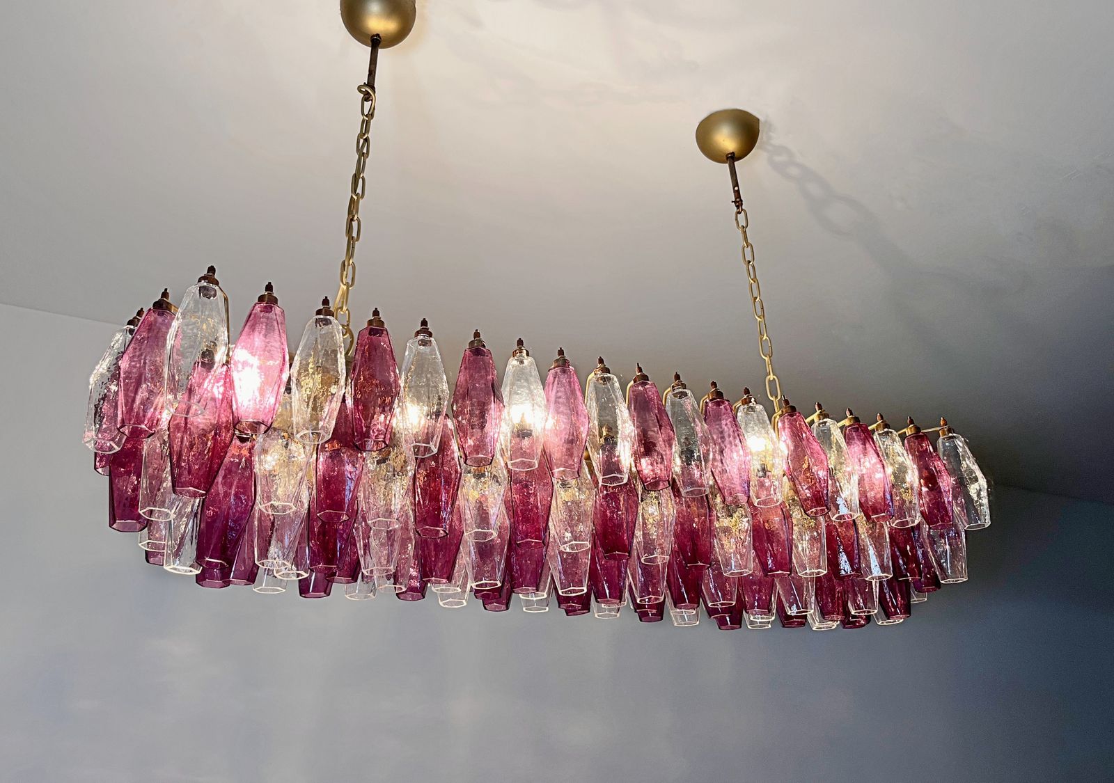 Lighting Elegant Murano Poliedri Chandelier   Carlo Scarpa   138 Amethyst/Clear Glasses photo