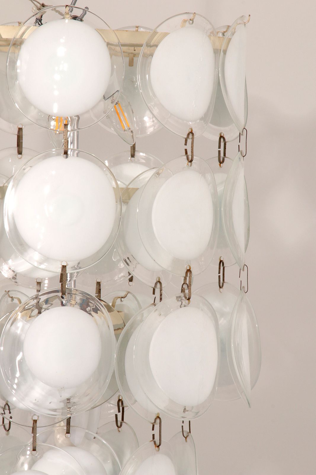 Italian Mid Century Murano, Venetian Glass Disc Chandelier By Vistosi photo furniture