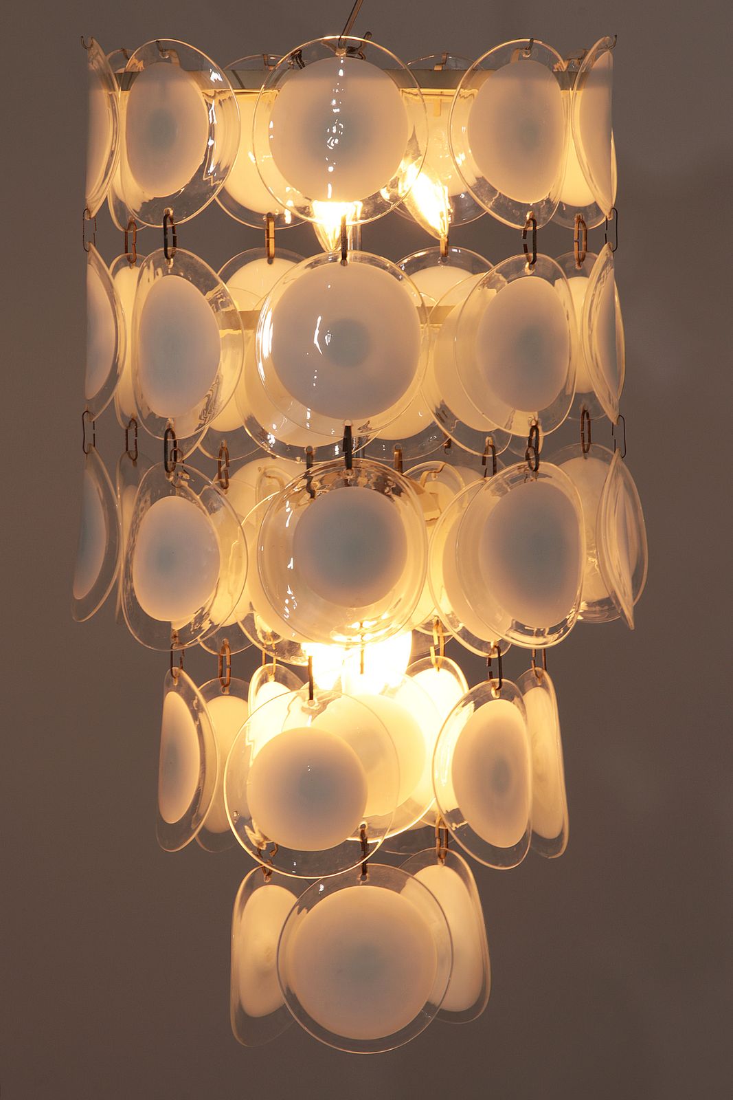 Italian Mid Century Murano, Venetian Glass Disc Chandelier By Vistosi photo 2450.0