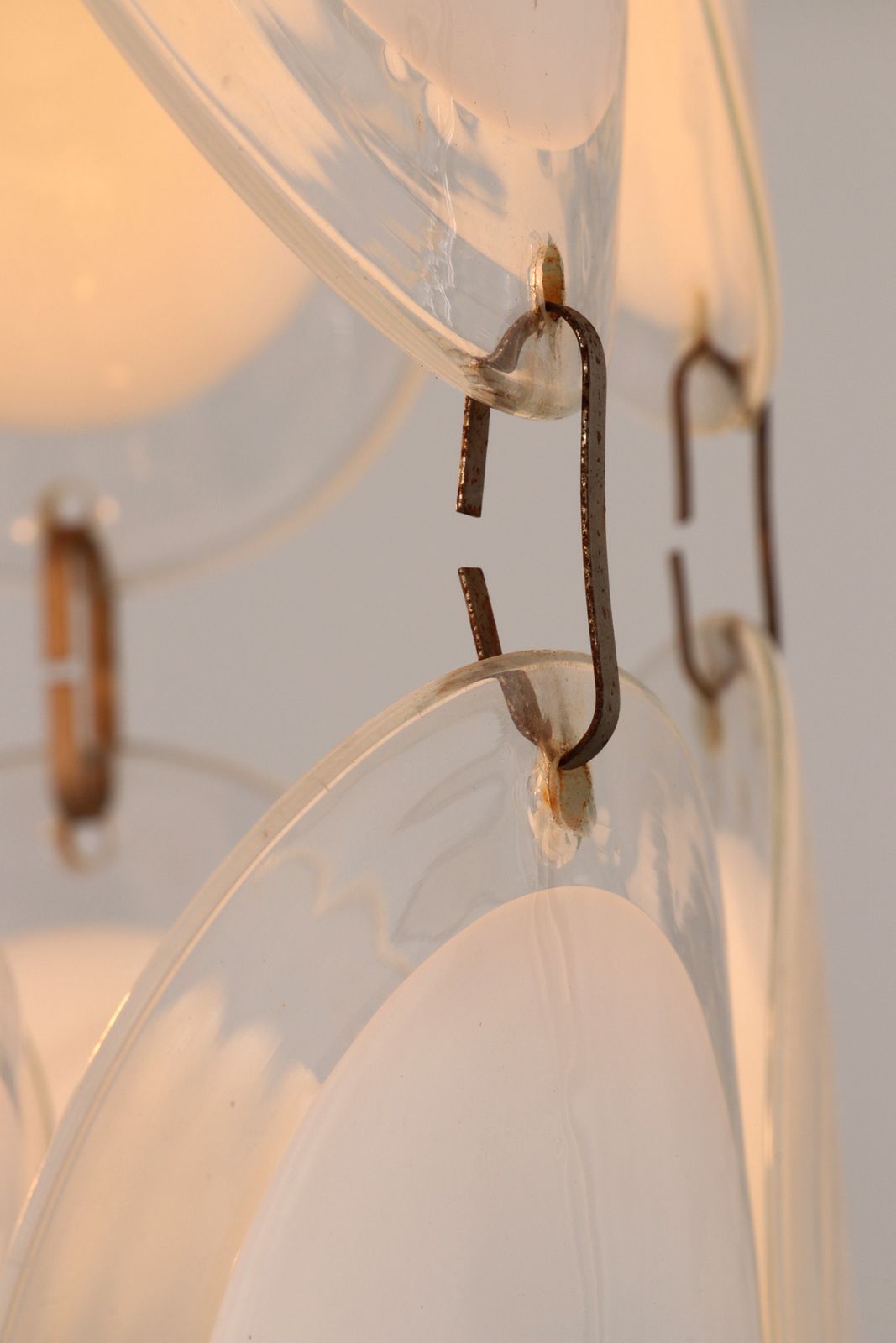 photo for sale Italian Mid Century Murano, Venetian Glass Disc Chandelier By Vistosi