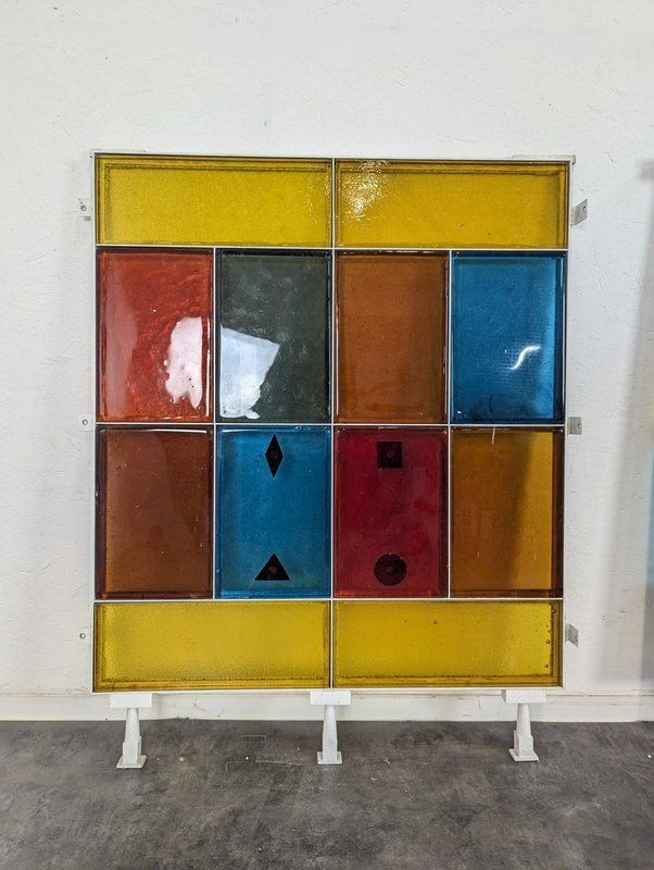 Panels In Thick Colored Saint Gobin Glass Tiles, Set Of 2 photo furniture