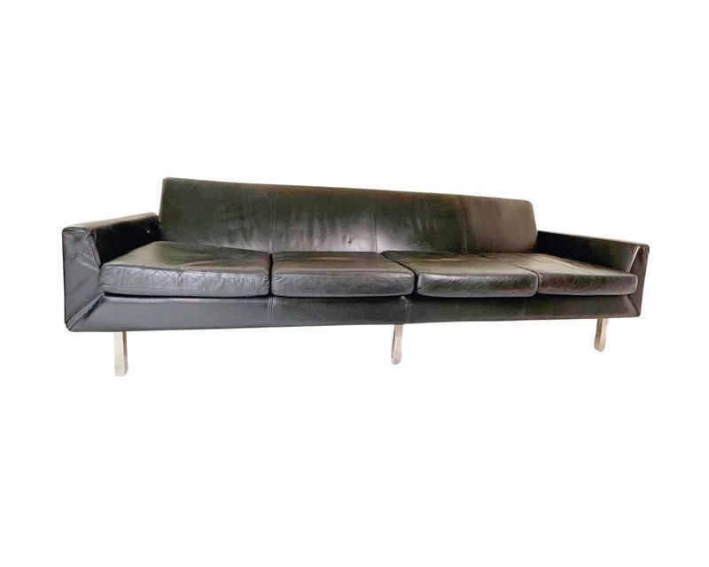 Model F410 Lounge Set In Black Leather By Theo Ruth For Artifort, 1950s, Set Of 3 photo Furniture