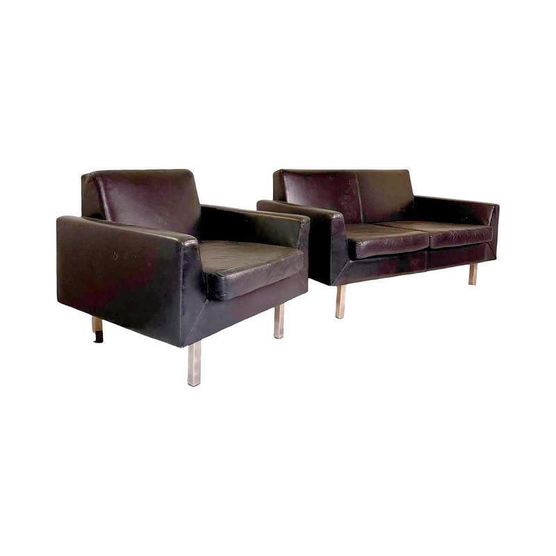 Model F410 Lounge Set In Black Leather By Theo Ruth For Artifort, 1950s, Set Of 3 photo 2686.0