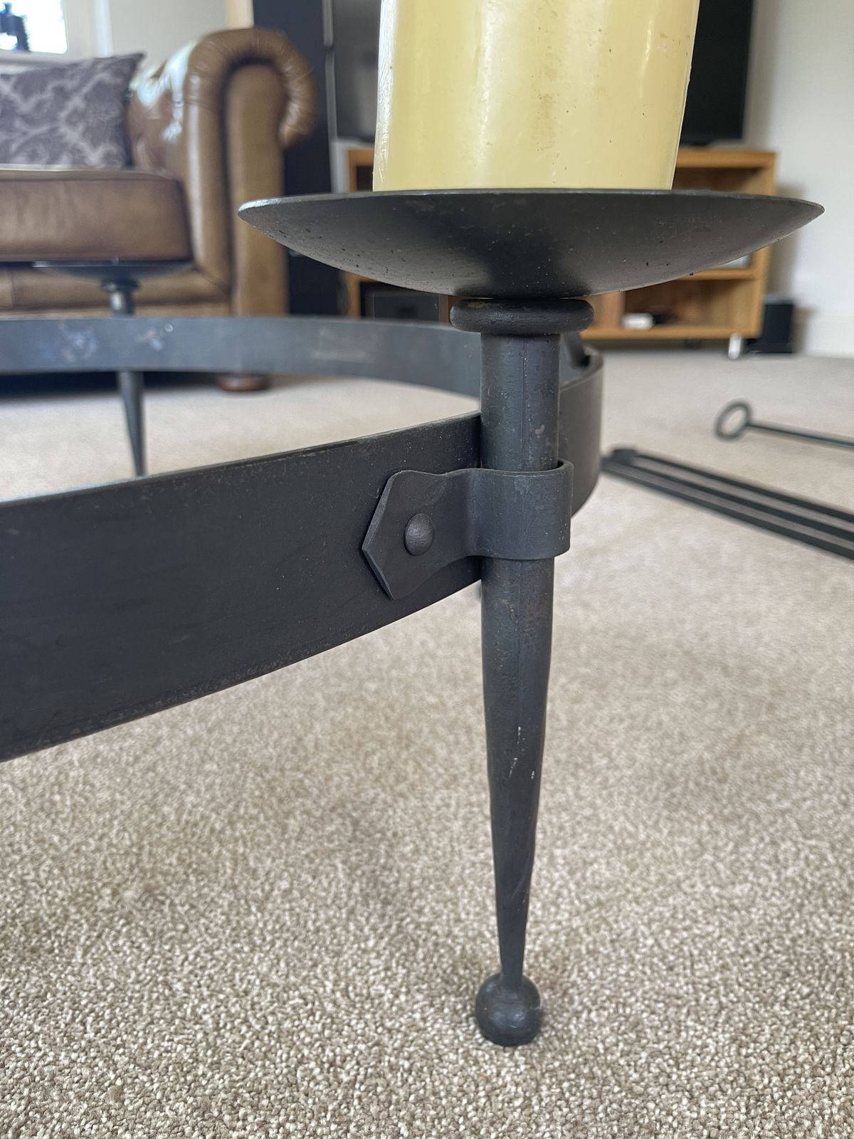 Stunning Handmade Black Iron Candelabra – One Of A Kind Statement Piece, 200cm Drop photo for sale