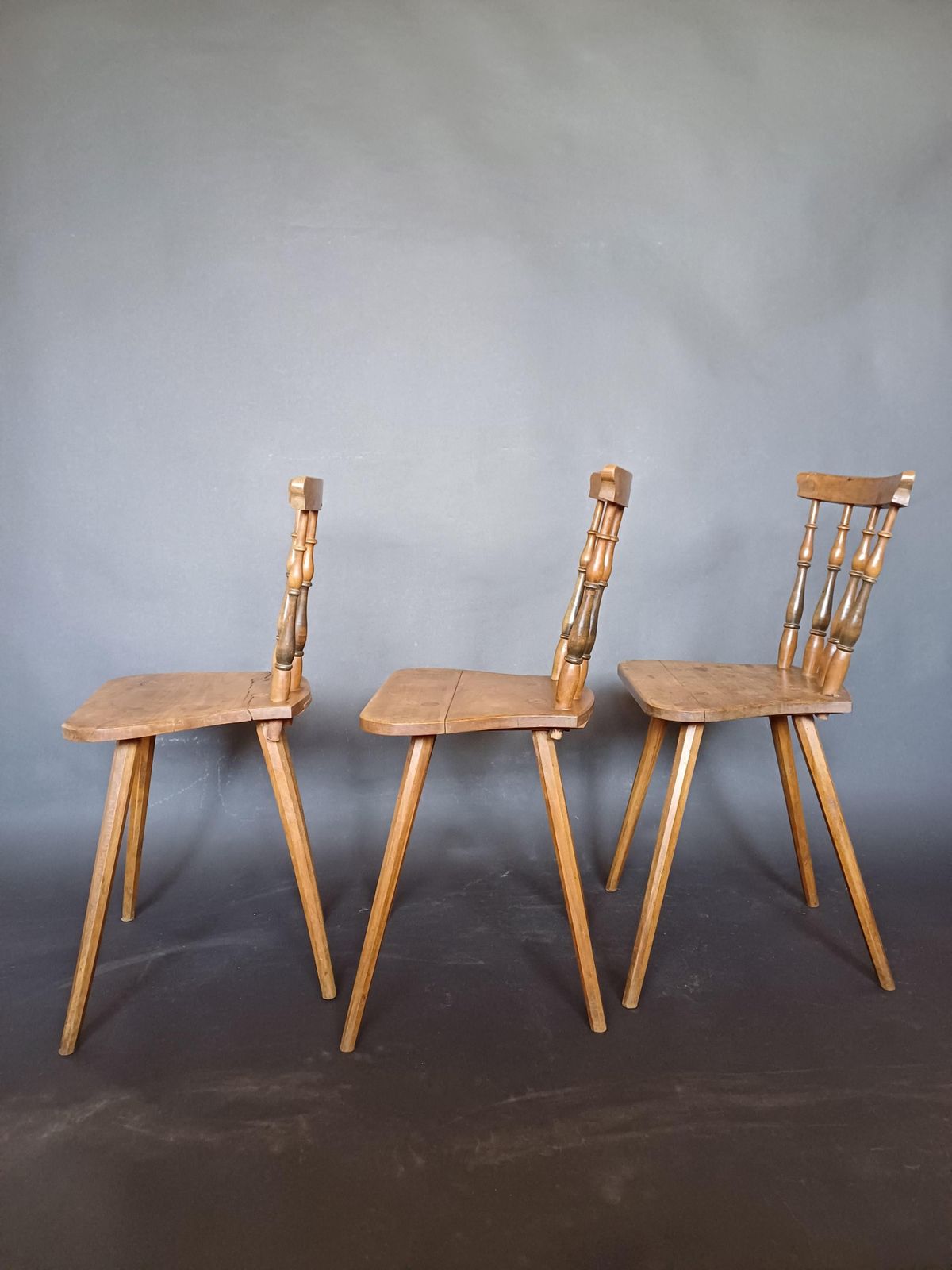 Antique Slovenian Alps Farm Chairs, 1930s, Set Of 3 photo 799.25