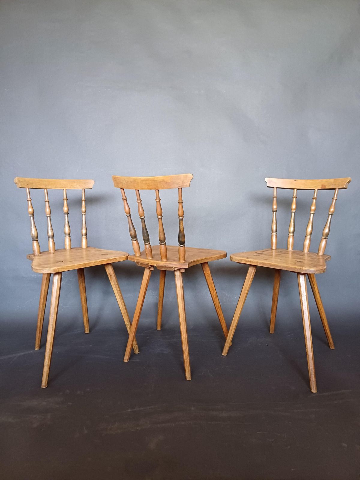 photo furniture Antique Slovenian Alps Farm Chairs, 1930s, Set Of 3