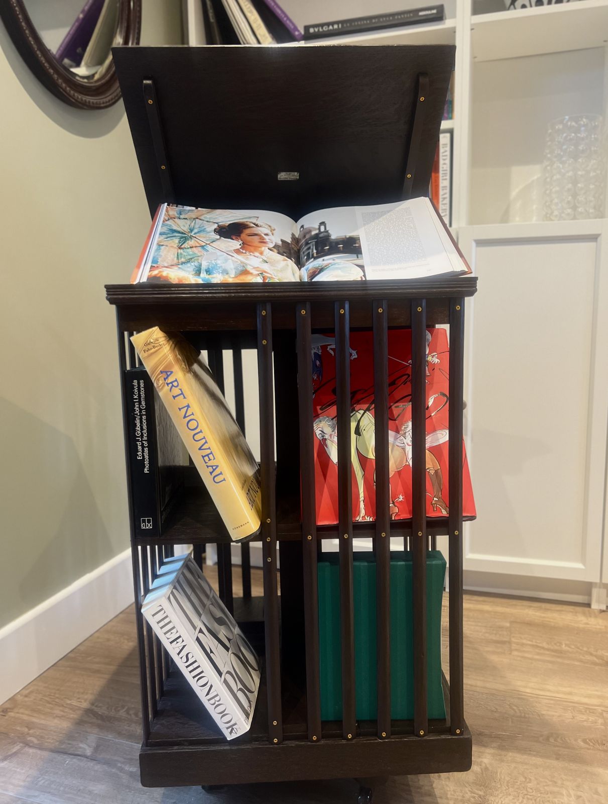 Antique Eary 20th Century Revolving Bookcase With Lifting Top
