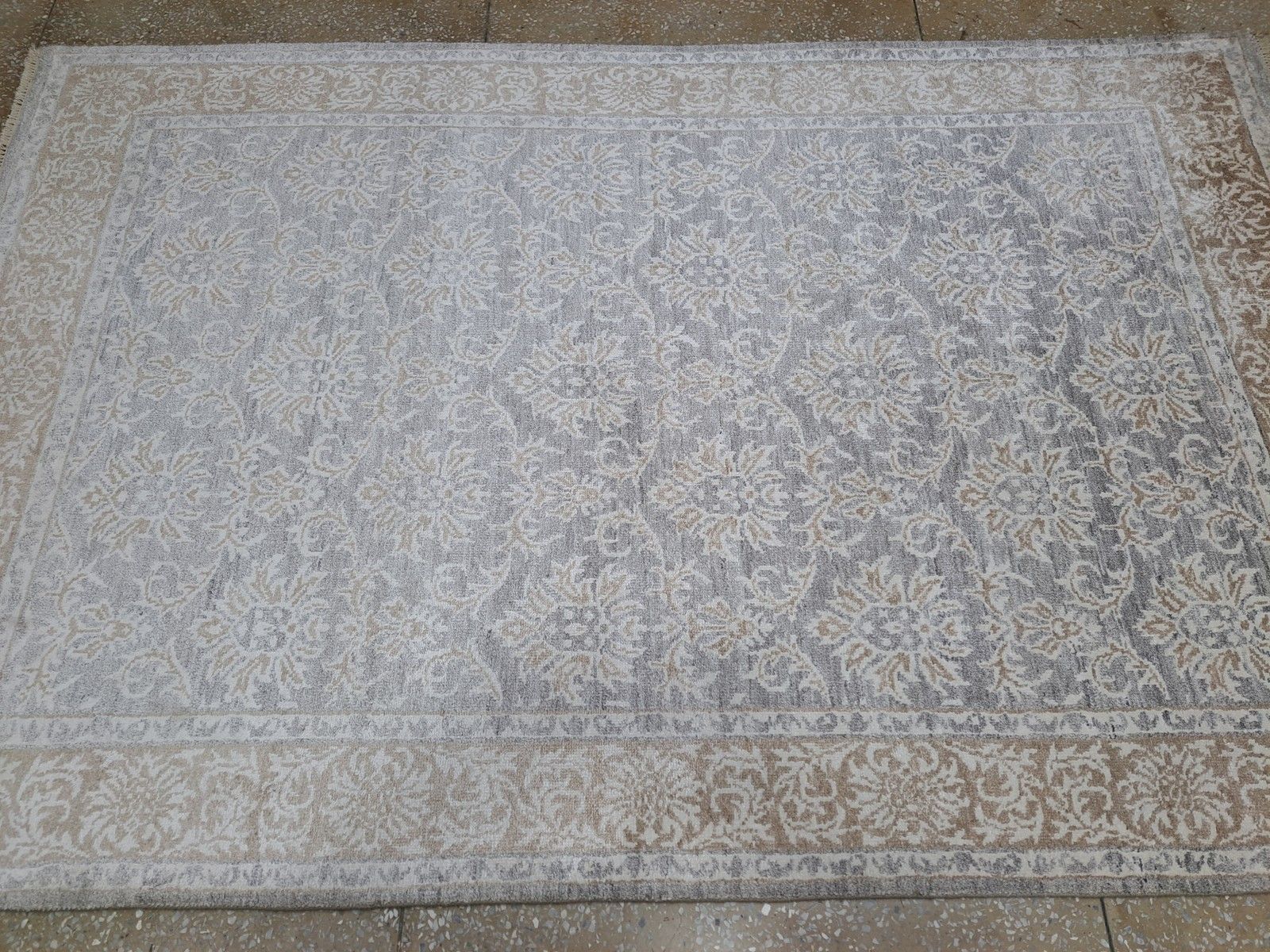 5.6x8 Ft Modern Hand Knotted Area Rug. Pure Silk Carpet. Custom Size Available photo vinterior