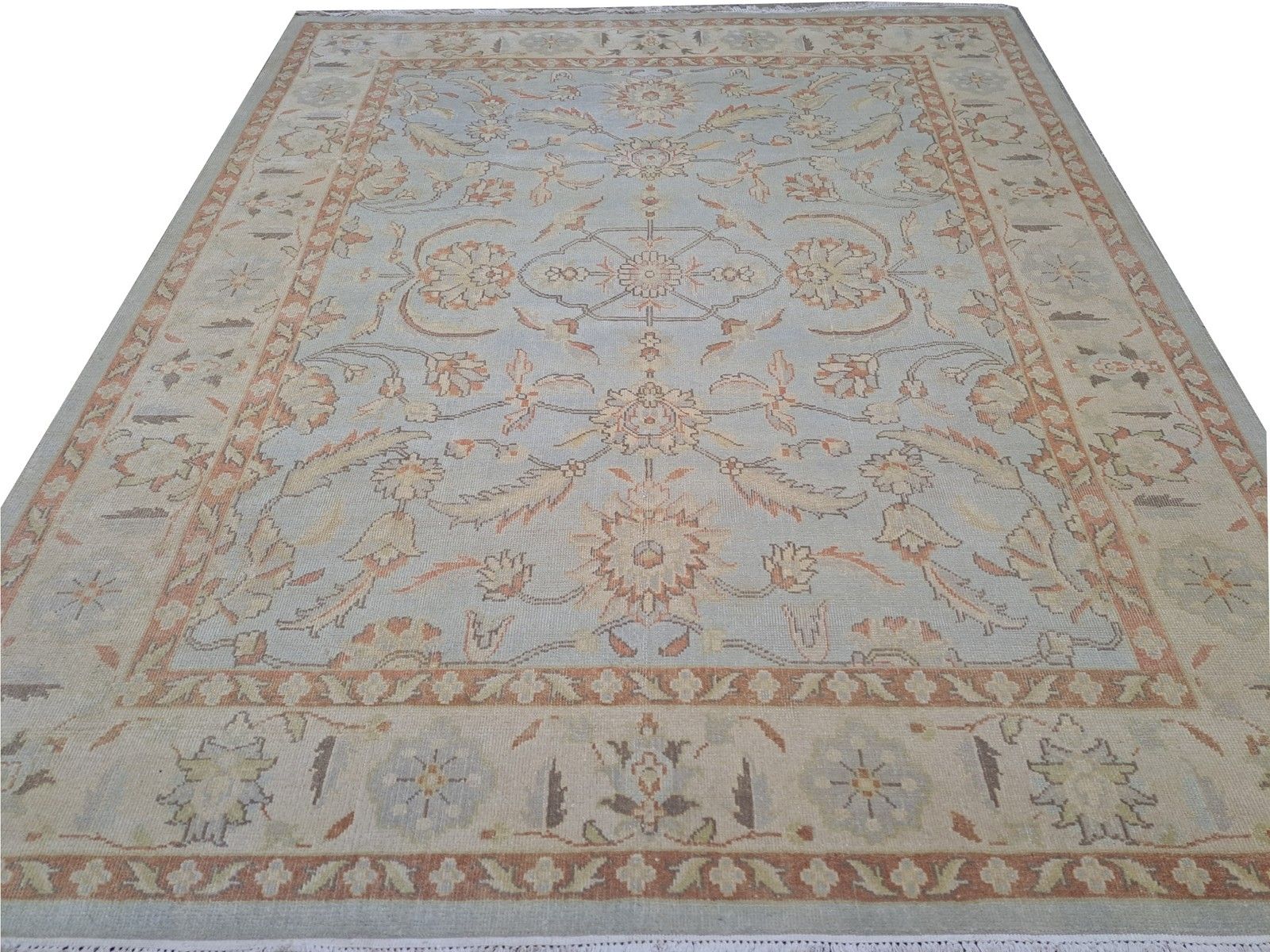 8x10 Ft New Handmade Oushak Rug. 100% Wool, Custom Size, Indian Craftsmanship