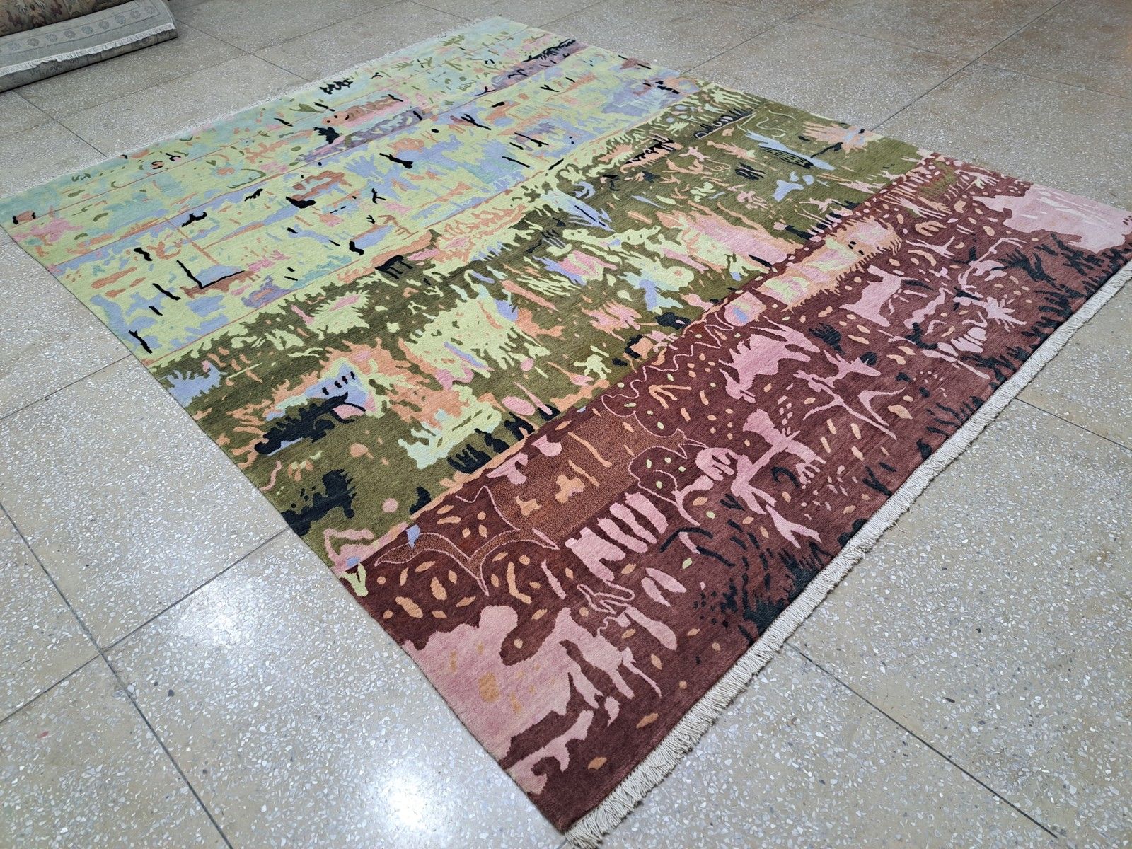 8x10 Ft Hand Knotted Nepalese Rug. 100% Wool & Silk Touch. Brand New Carpet photo furniture