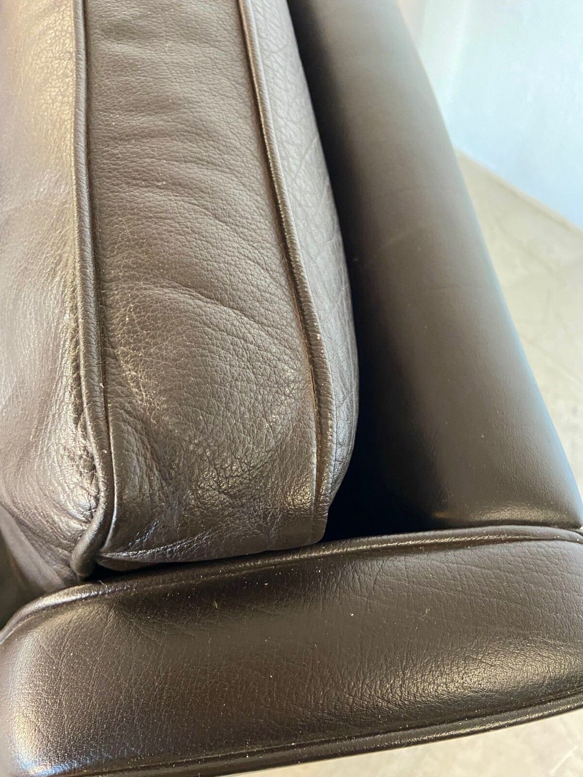 photo vinterior Mid Century Stouby Leather Lounge Chair  And Stool In Brown Leather