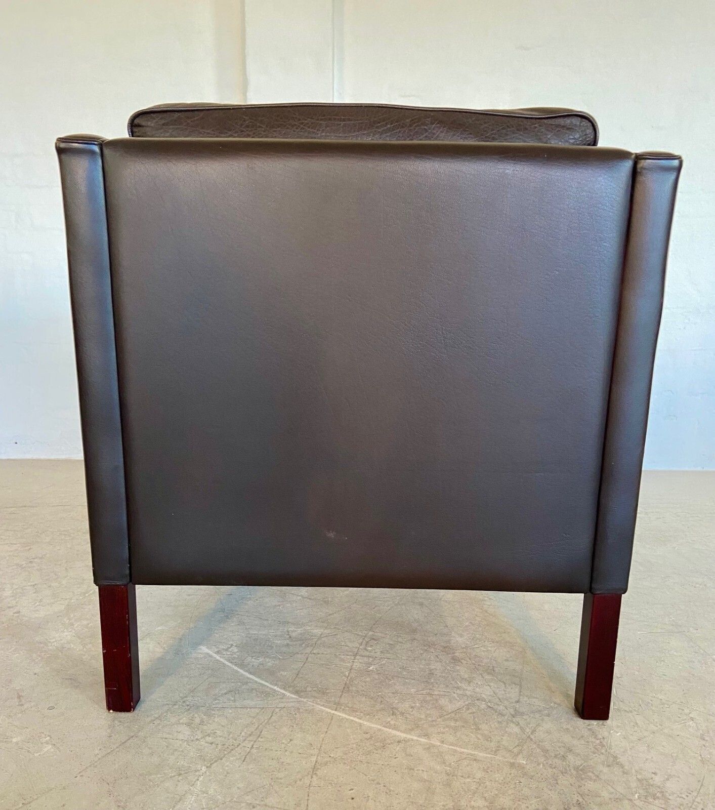 photo buy Mid Century Stouby Leather Lounge Chair  And Stool In Brown Leather