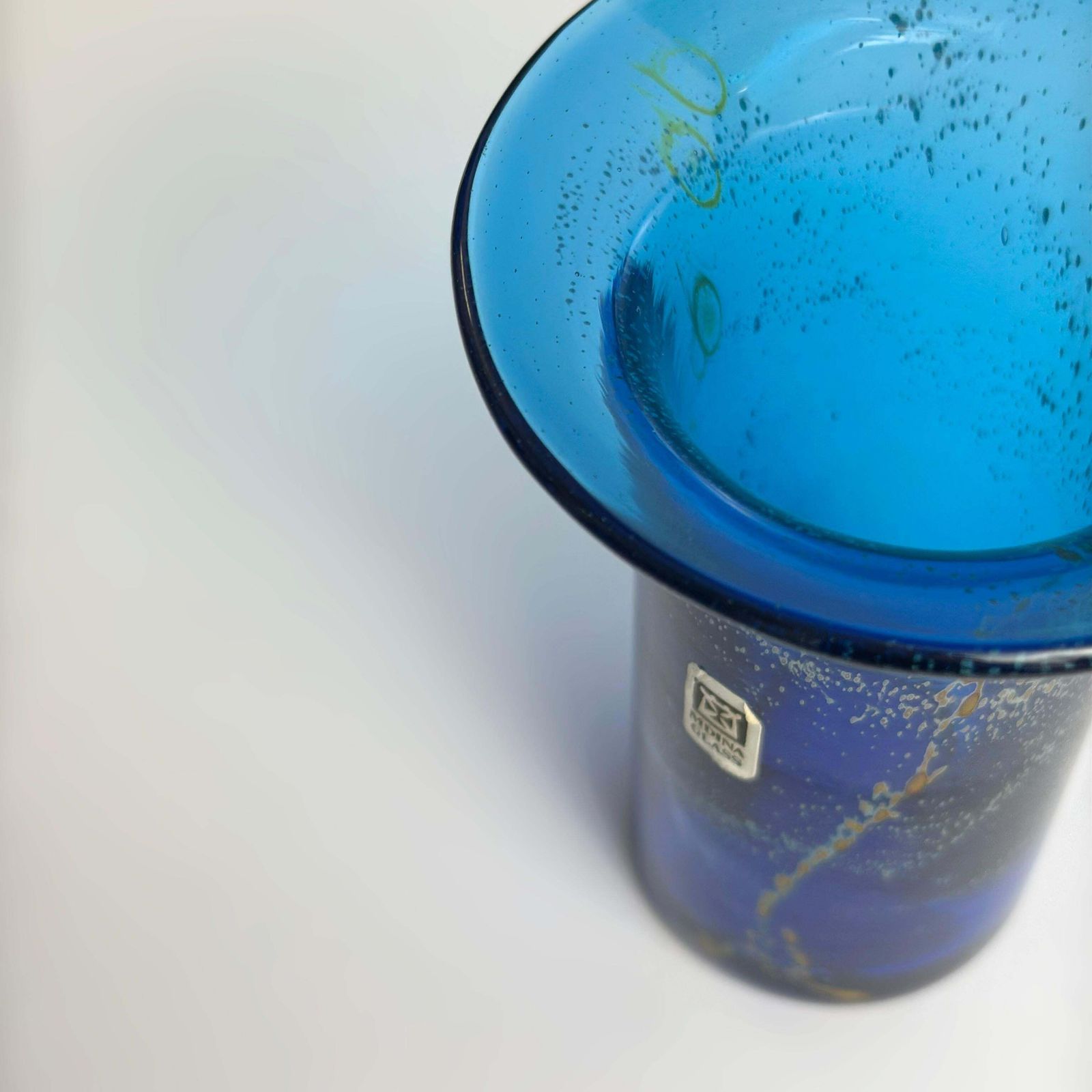 Mdina Glass Spill Vase In Blue And Yellow, Malta, 1970s photo furniture