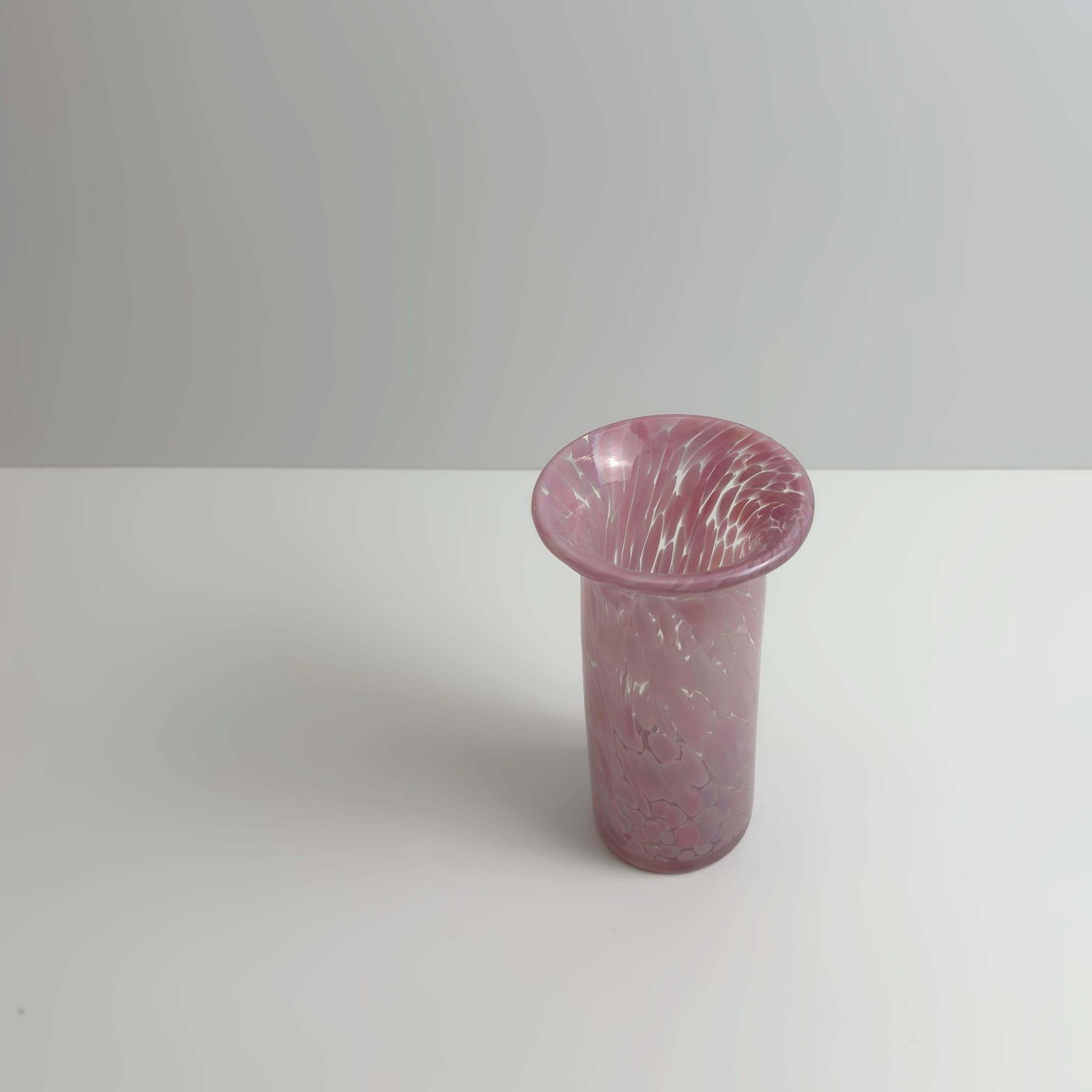 Vintage Mdina Pink Mottled Glass Spill Vase, Malta, 1980s photo for sale