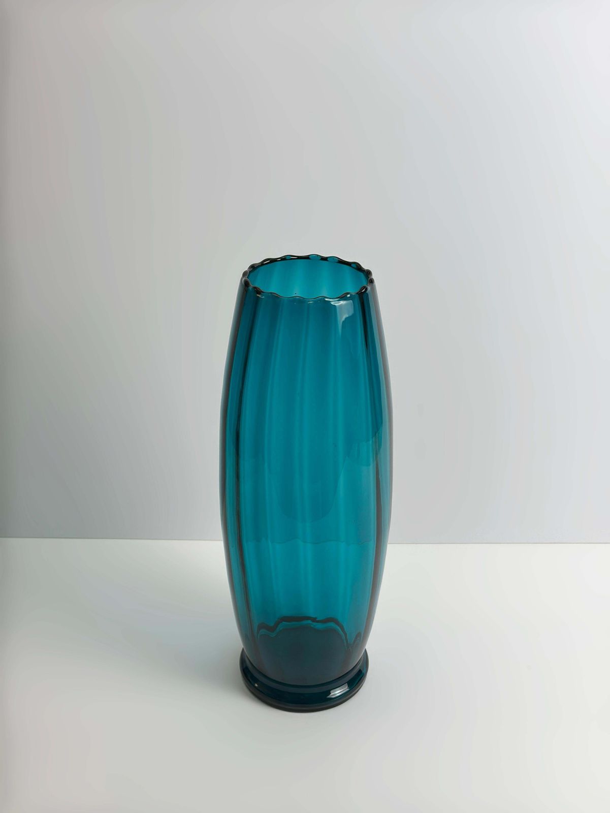 Large Teal Empoli Art Glass Vase Attributed To Rossini, Italy 1960s photo for sale