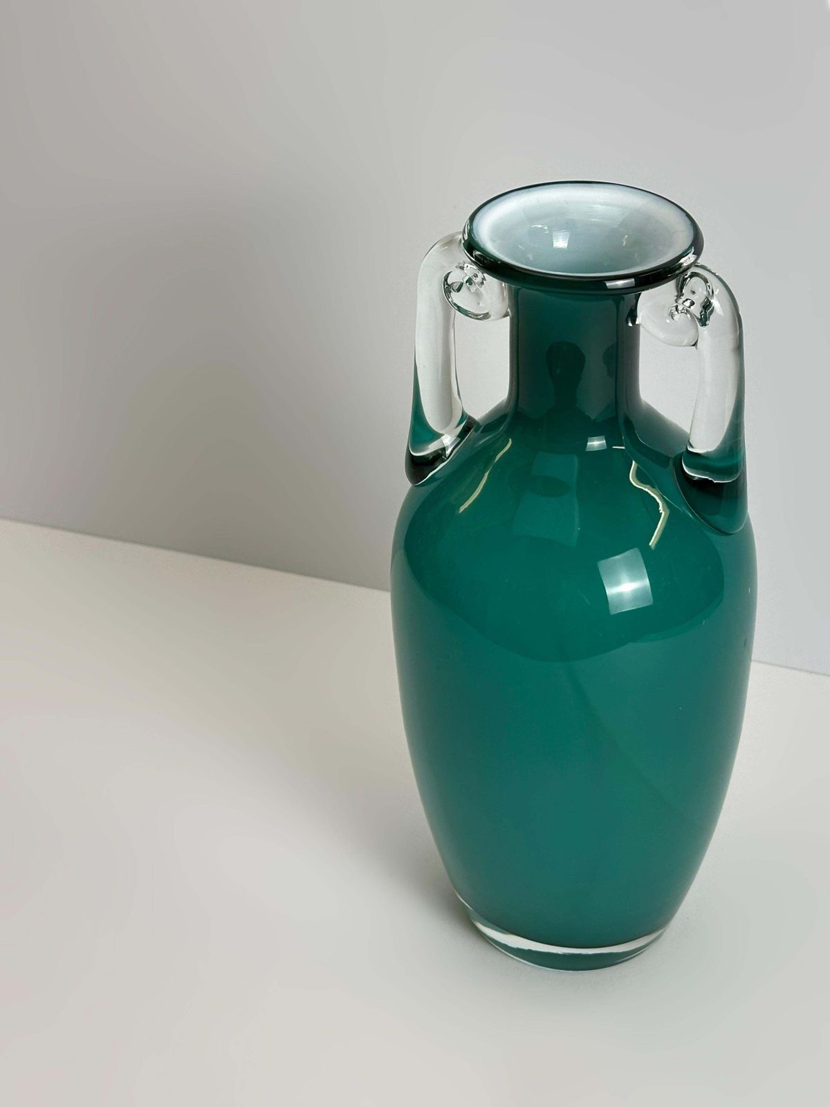 Turquoise Glass Amphora Vase By Jerzy Słuczan Orkusz For Tarnowiec, Poland 1980s photo 300.0