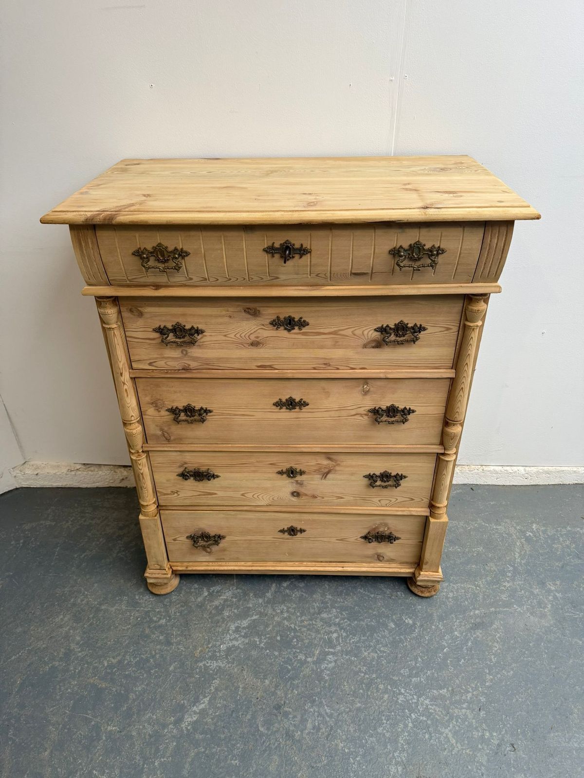 A Mint Clean Victorian Pine Tall Chest Of Drawers To Wax/Paint photo buy