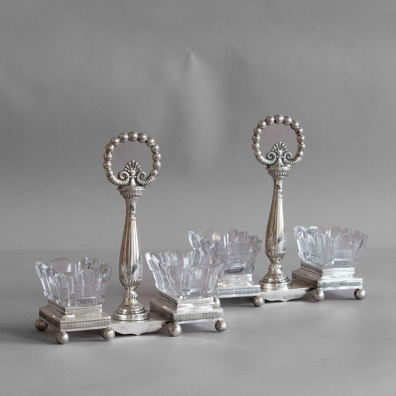 Pair Of Open Salts, 1800s, Silver Plated