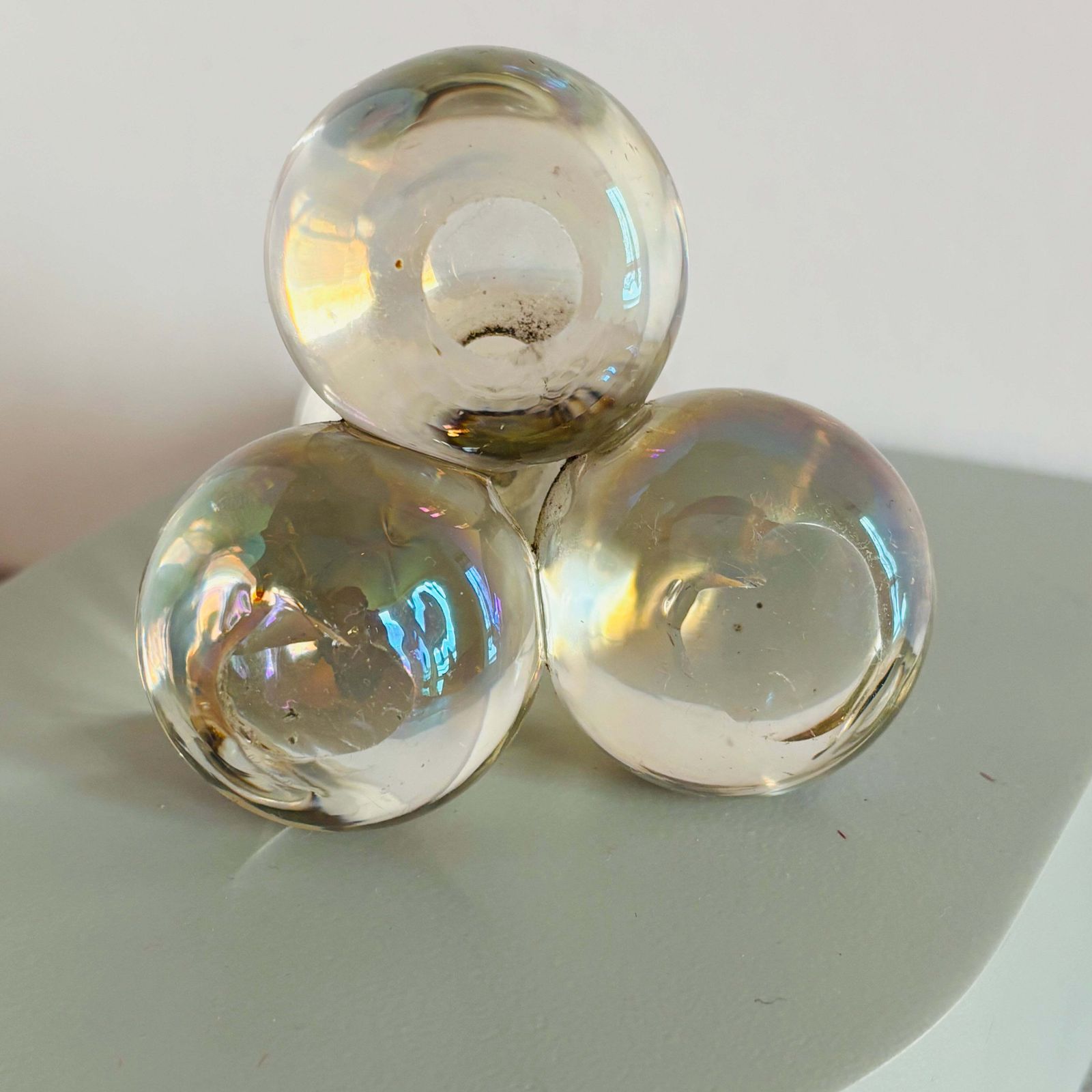 Antique Iridescent Glass Soap Bubble Inkwell photo 130.0