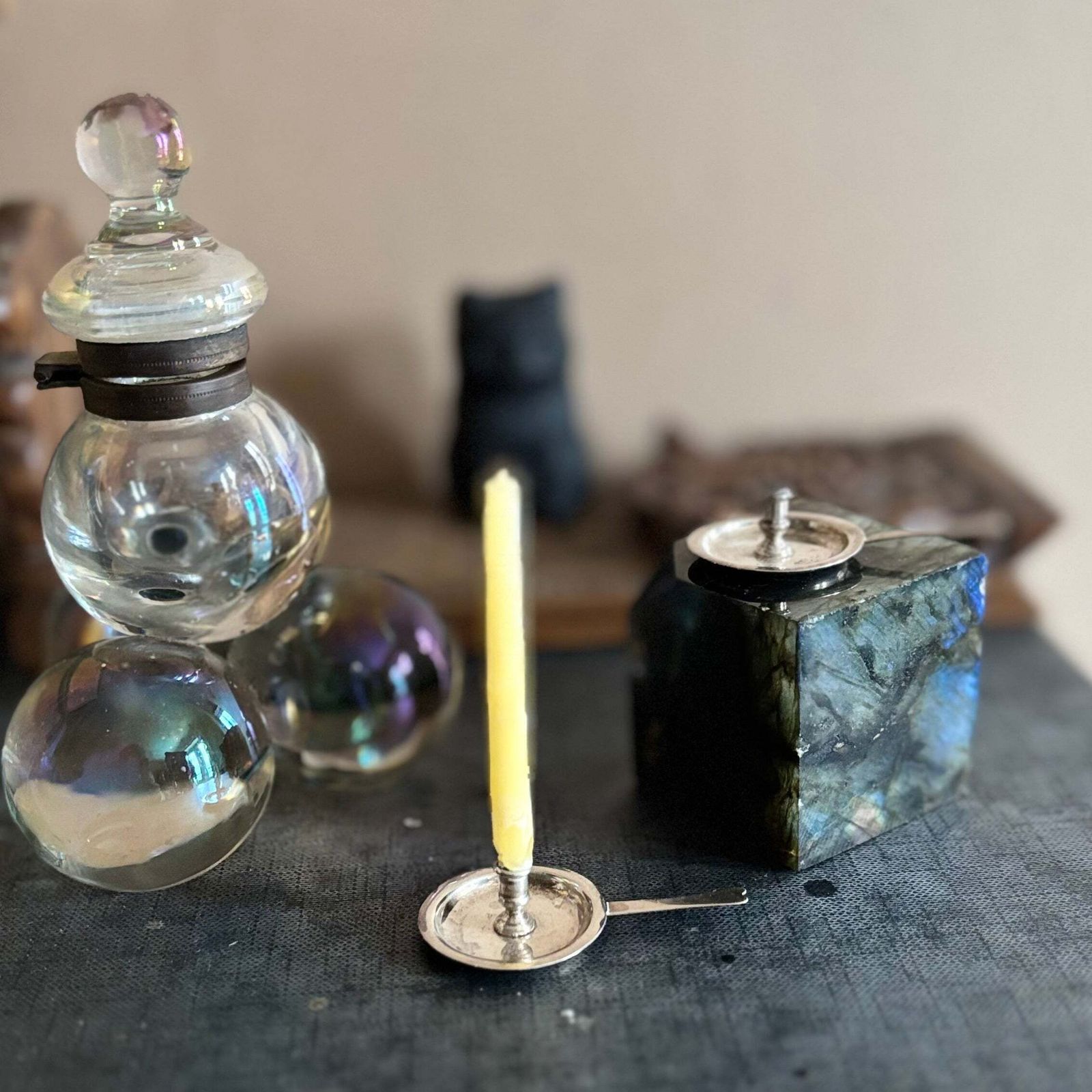 photo buy Antique Iridescent Glass Soap Bubble Inkwell