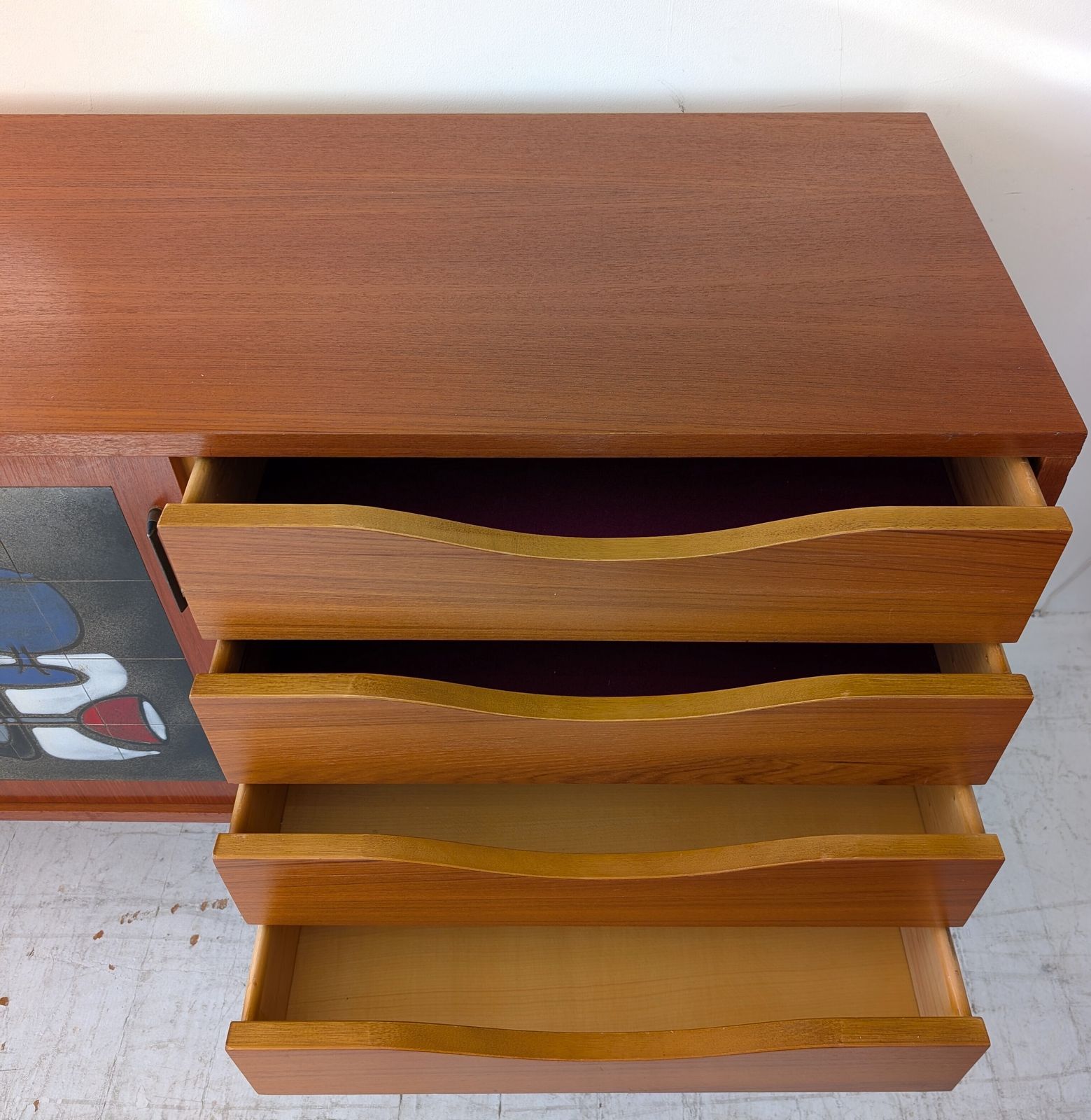 photo furniture Mid Century Sideboard By Alfred Hendrickx, Belgium, 1960s, Teak & Vigneron Ceramic Tile