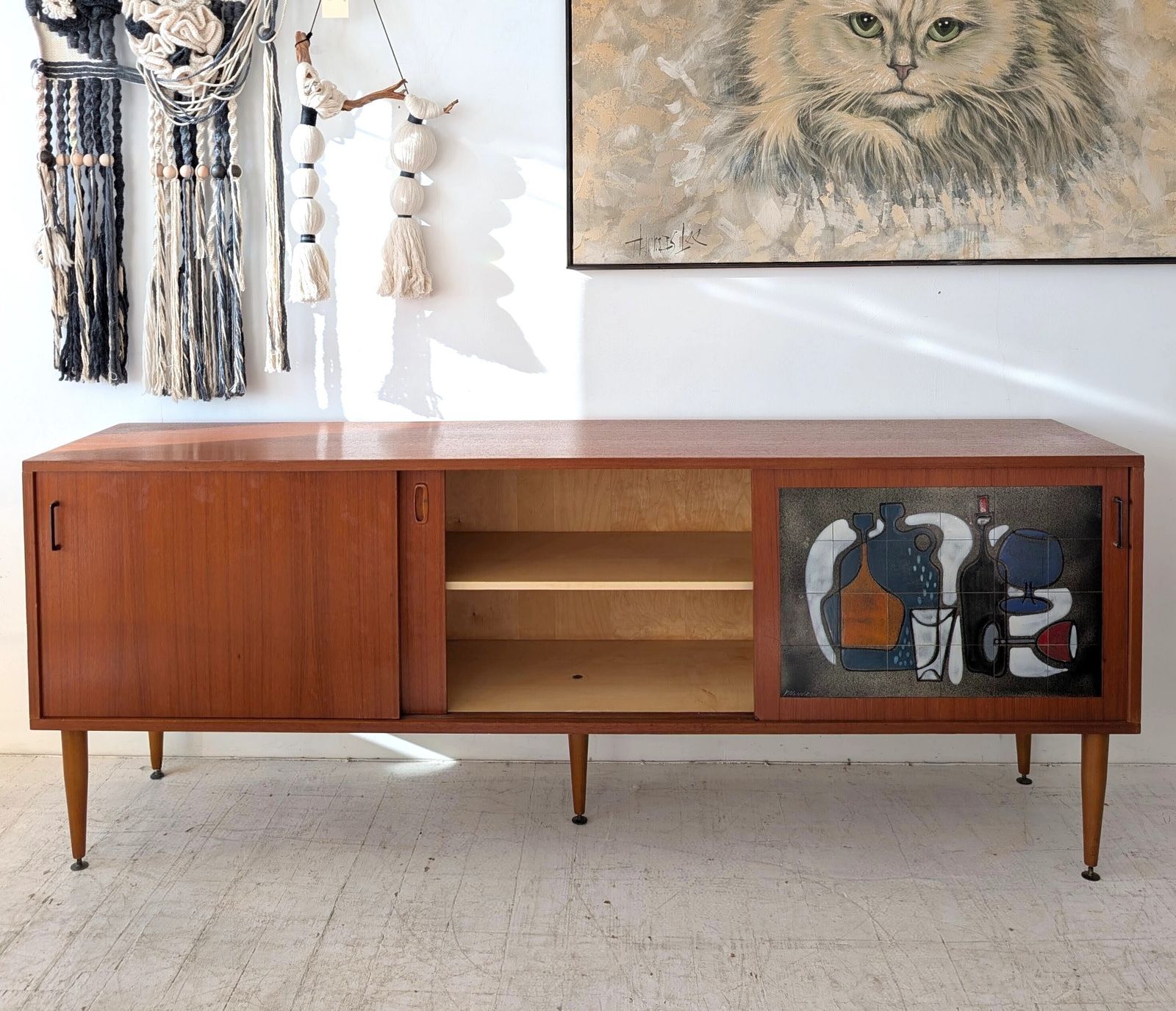 Furniture Mid Century Sideboard By Alfred Hendrickx, Belgium, 1960s, Teak & Vigneron Ceramic Tile photo