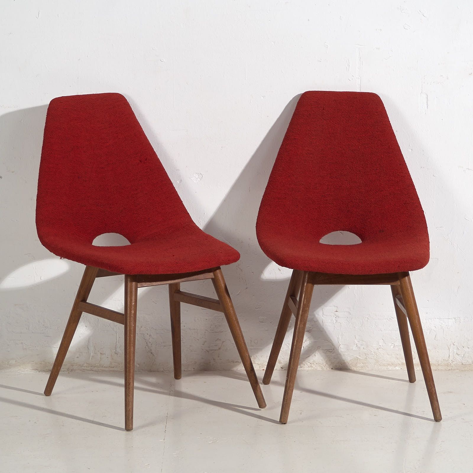 Bordeaux Red Vintage Style Chairs (C.1950). Set Of 2 Pieces photo furniture
