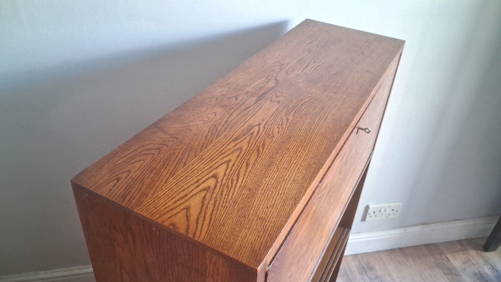 photo buy Delightful 1960's Odhams Of London Solid Oak  Mid Century Bookcase Bureau