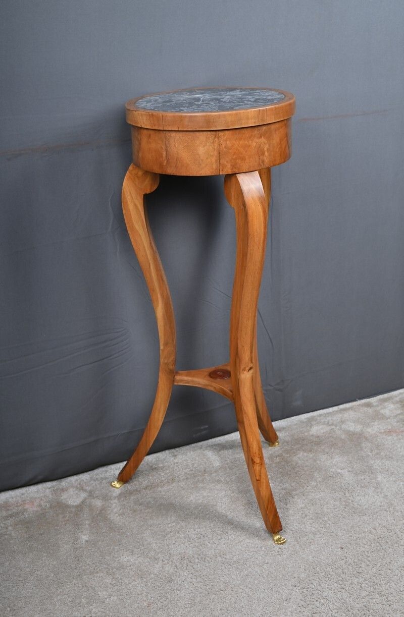 Cherrywood And Marble Pedestal Table, Restoration Period – Early 19th Century photo Furniture