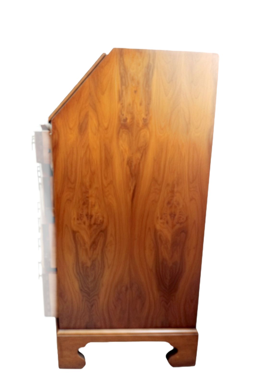 Narrow Yew Wood Bureau With Sloping Fall Front And Leather Writing Surface photo 640.0