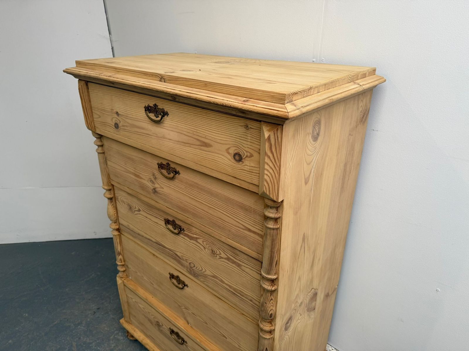 A Mint Clean Victorian Pine Narrow Chest Of Drawers To Wax/Paint photo vintage