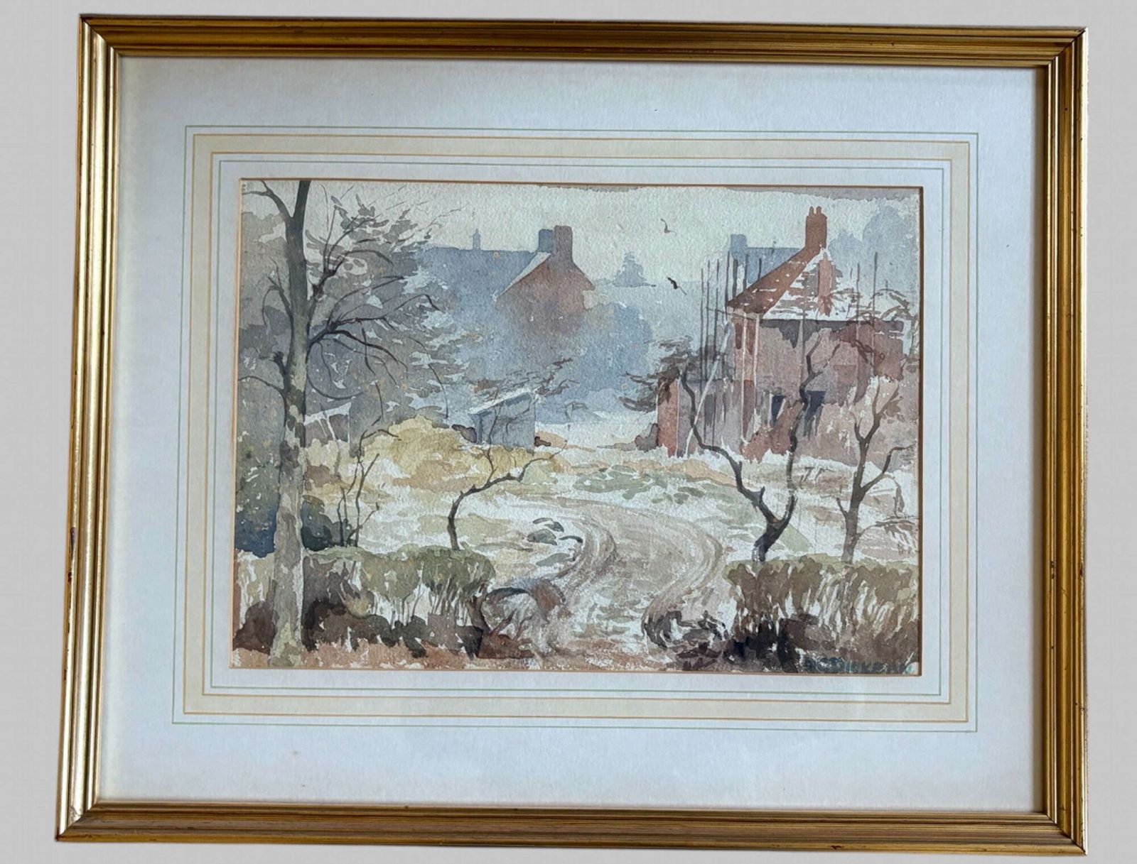 N G Dickson   Watercolour   Winter Rural Scene