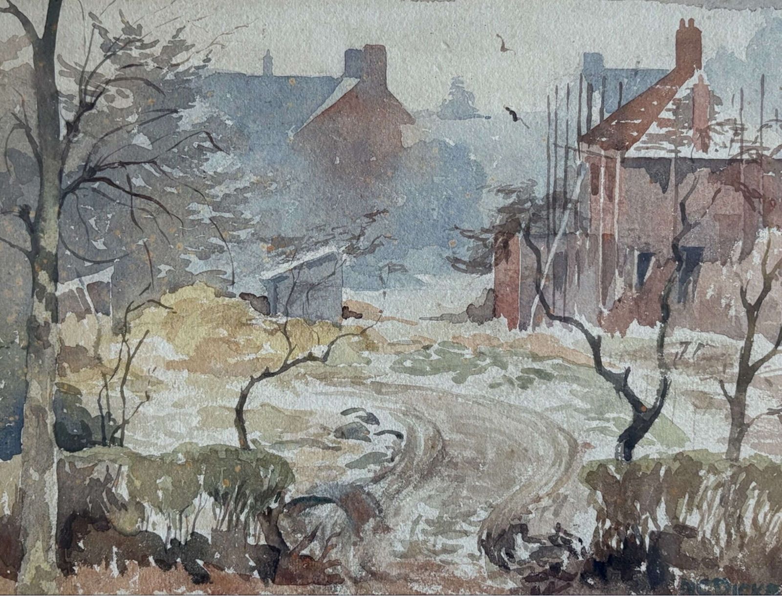 N G Dickson   Watercolour   Winter Rural Scene photo furniture