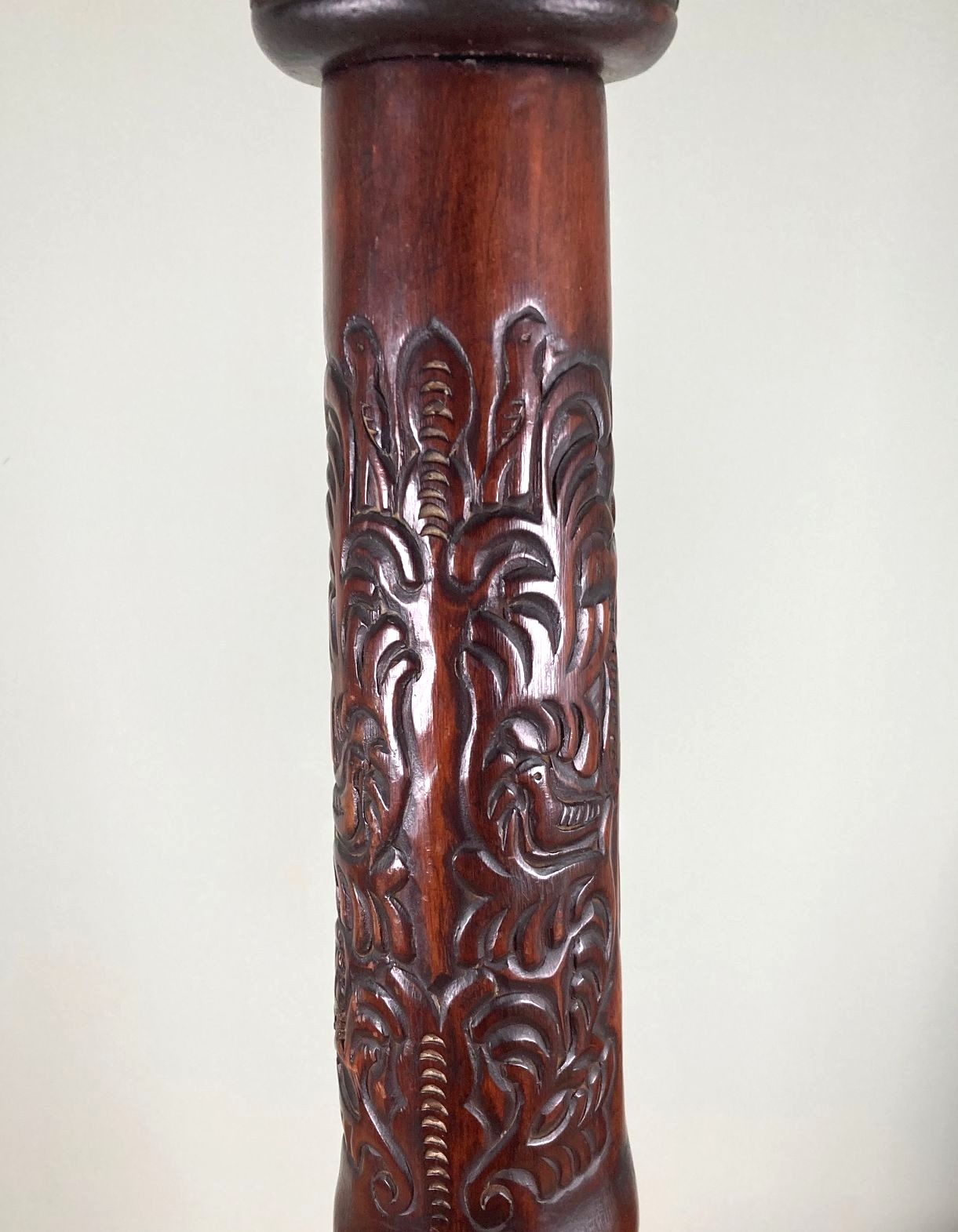 Pair Large Vintage Ethnic Carved Mid Century Table Lamp Bases H58cm Rewired photo 235.0