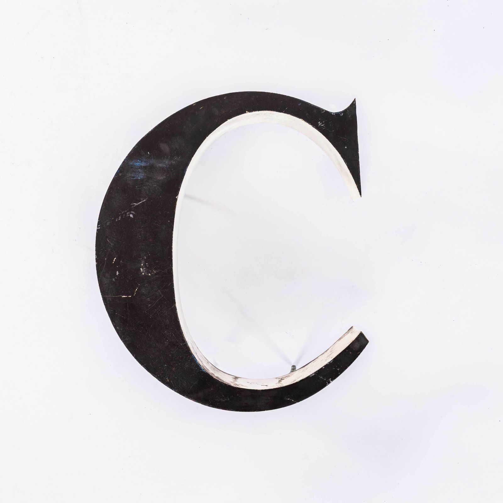 1950's Original Large French Metal Shop Signage Letters   Letter C