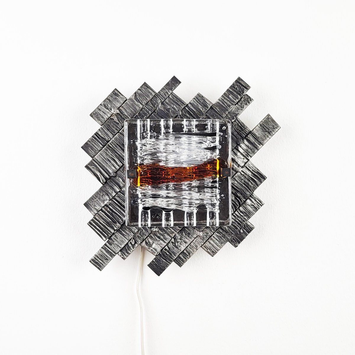 photo for sale Italian Brutalist Murano Glass Wall Lamp By Albano Poli For Poliarte, 1970s