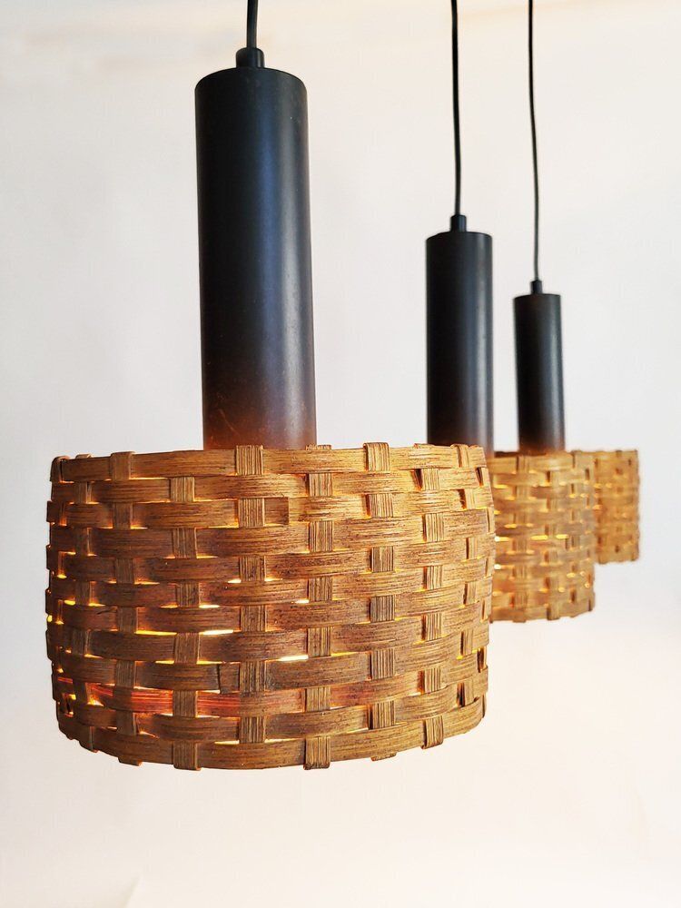 Mid Century Modern Danish Rattan Pendant, 1960s photo Lighting