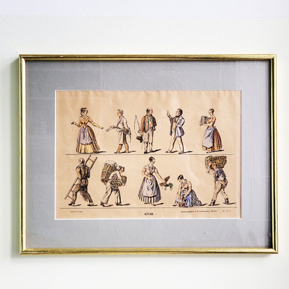 M. Tretsensky, Kitchen Scenes, Vienna, Colored Engravings, Set Of 2 photo for sale