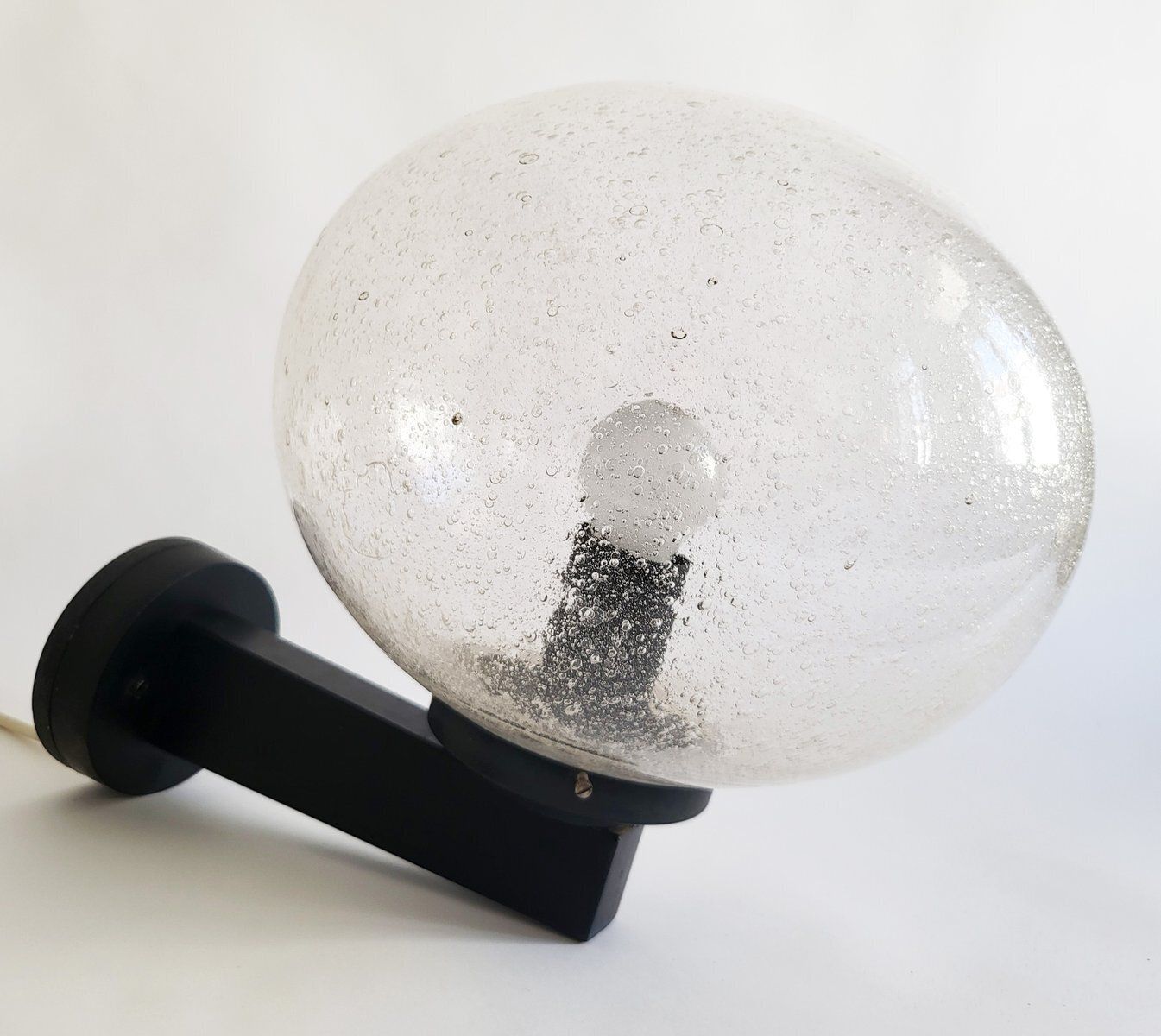 Vintage Brutalist Bubble Glass Globe Lamps, 1970s, Set Of 2 photo for sale