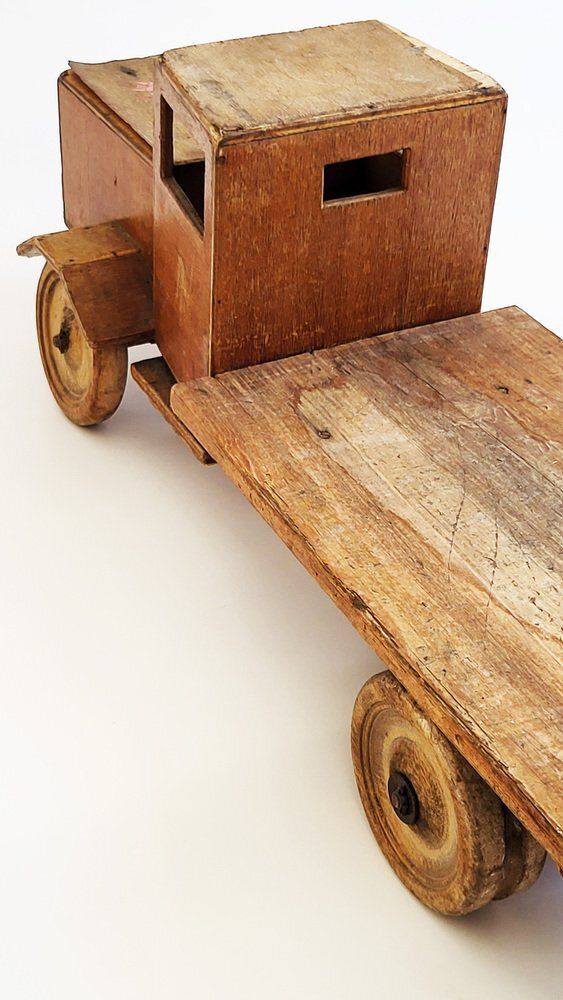 Antique Handmade Wooden Toy Truck, 1940s photo for sale