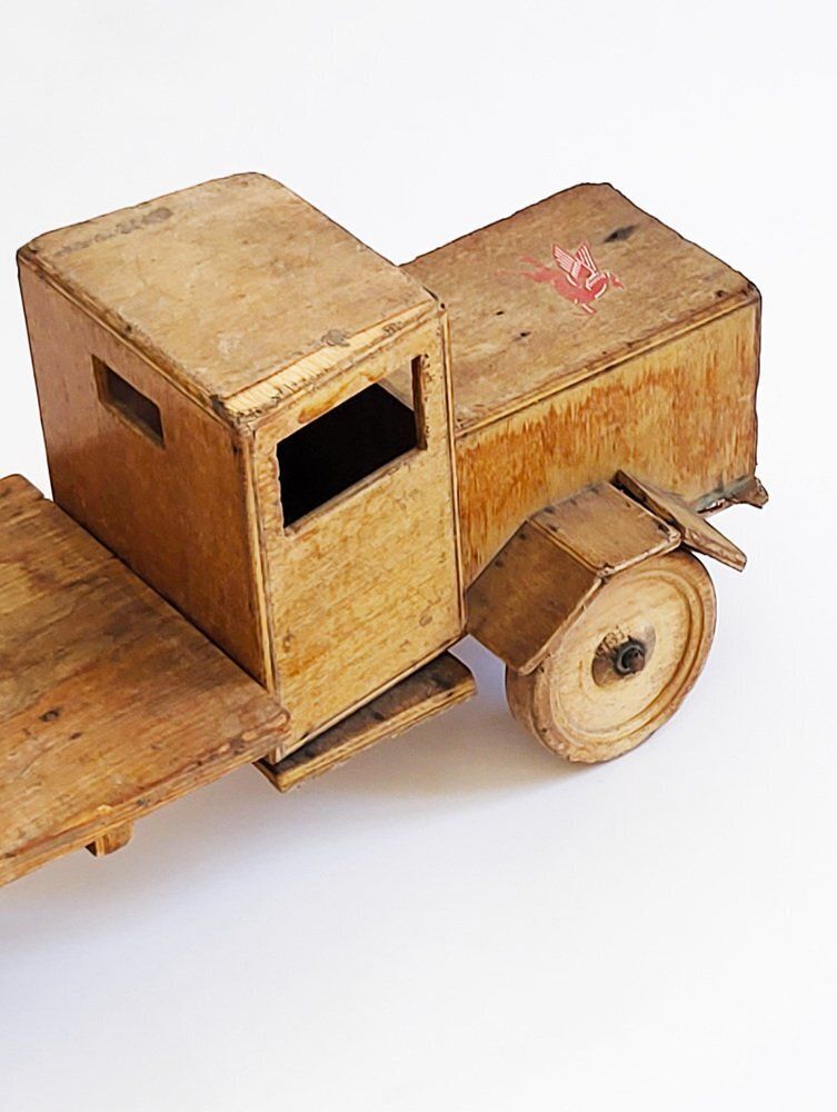 Antique Handmade Wooden Toy Truck, 1940s photo 590.0