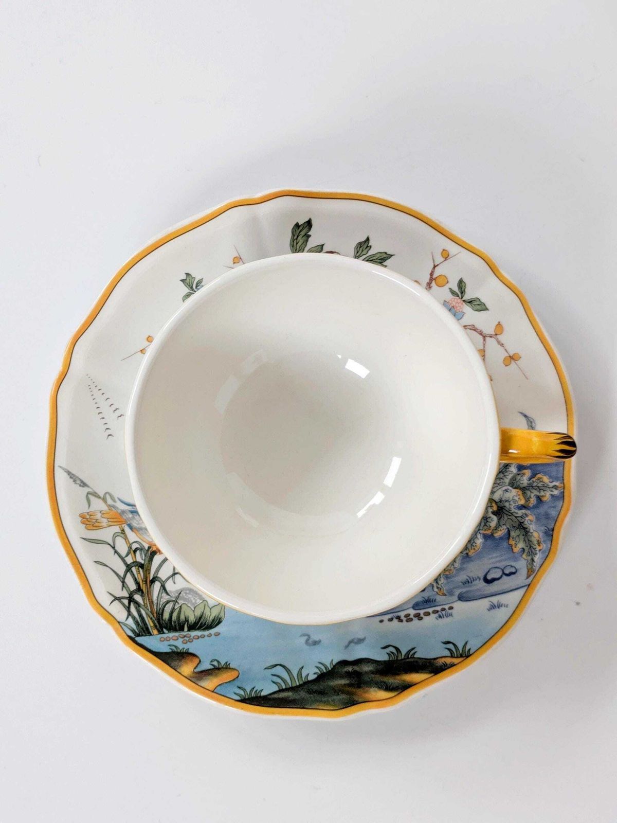 Set Of 2 Gien Magellan “Caraïbes” Tea Cup & Saucer: Collectible Vintage French Faience photo vinterior