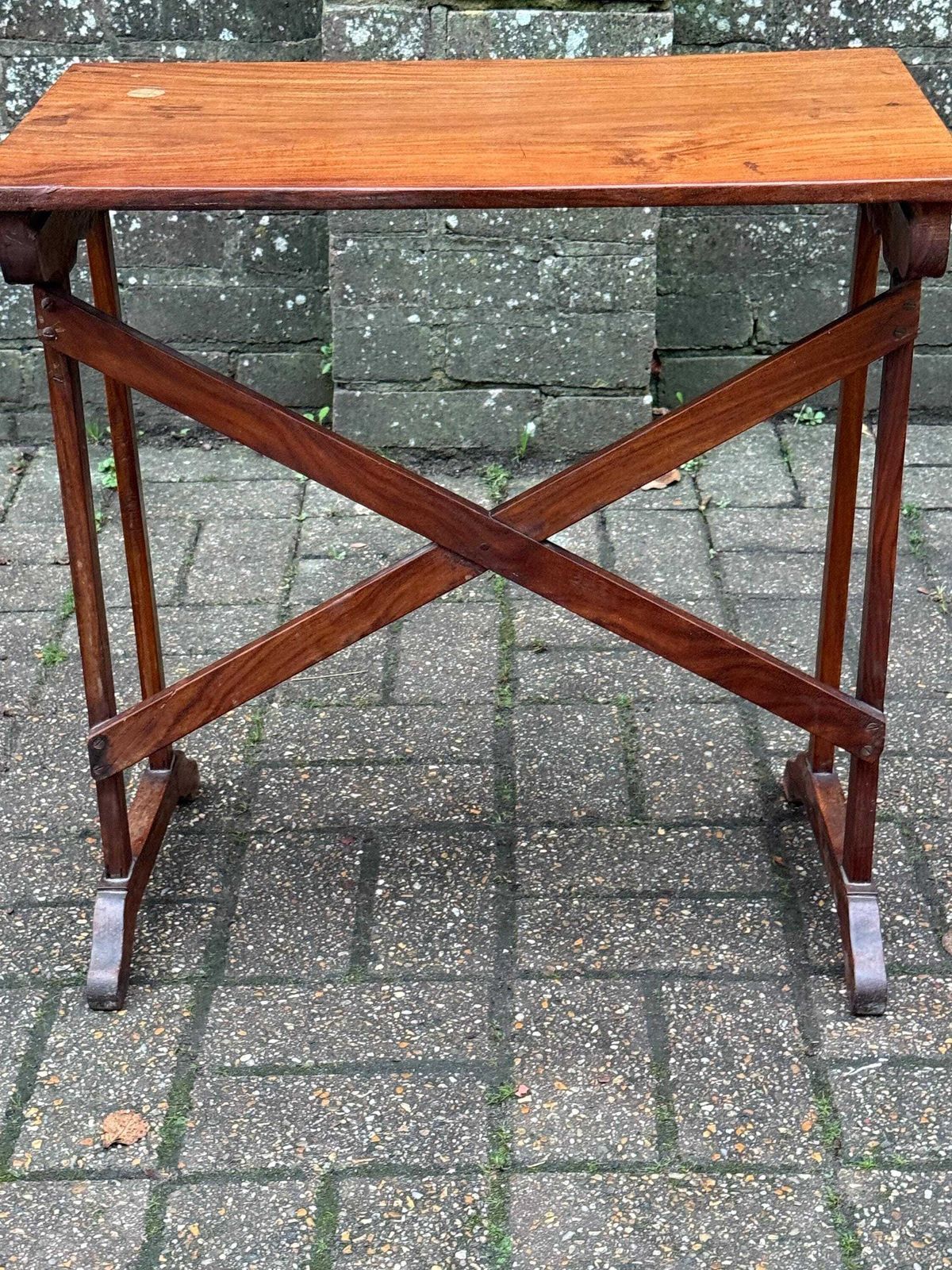 Vintage Mahogany Side Table With Mid Century Colonial Revival X Frame Base, 1950s–70s photo for sale