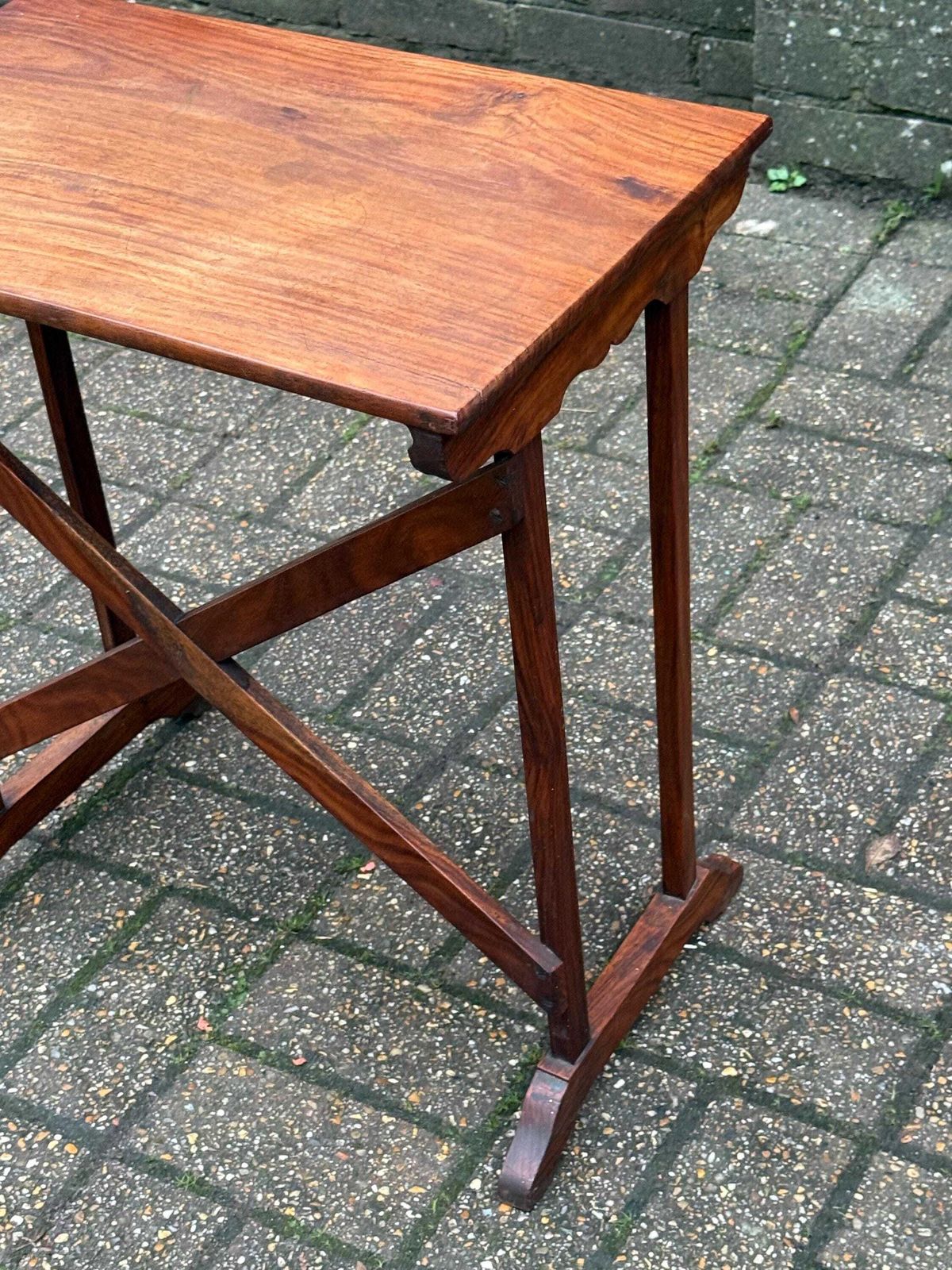 Vintage Mahogany Side Table With Mid Century Colonial Revival X Frame Base, 1950s–70s photo vintage