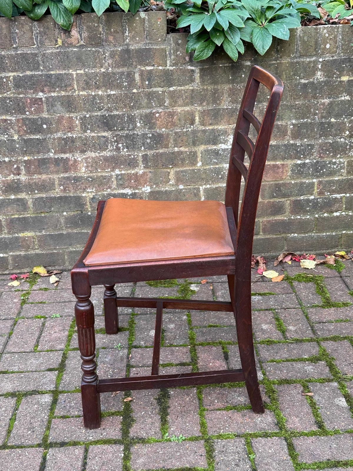 Vintage 1940s/50s High Wycombe Be At Ees Ladder Back Solid Wooden Chair With Leather Seat, Bristow & Townsend Ltd photo 110.0