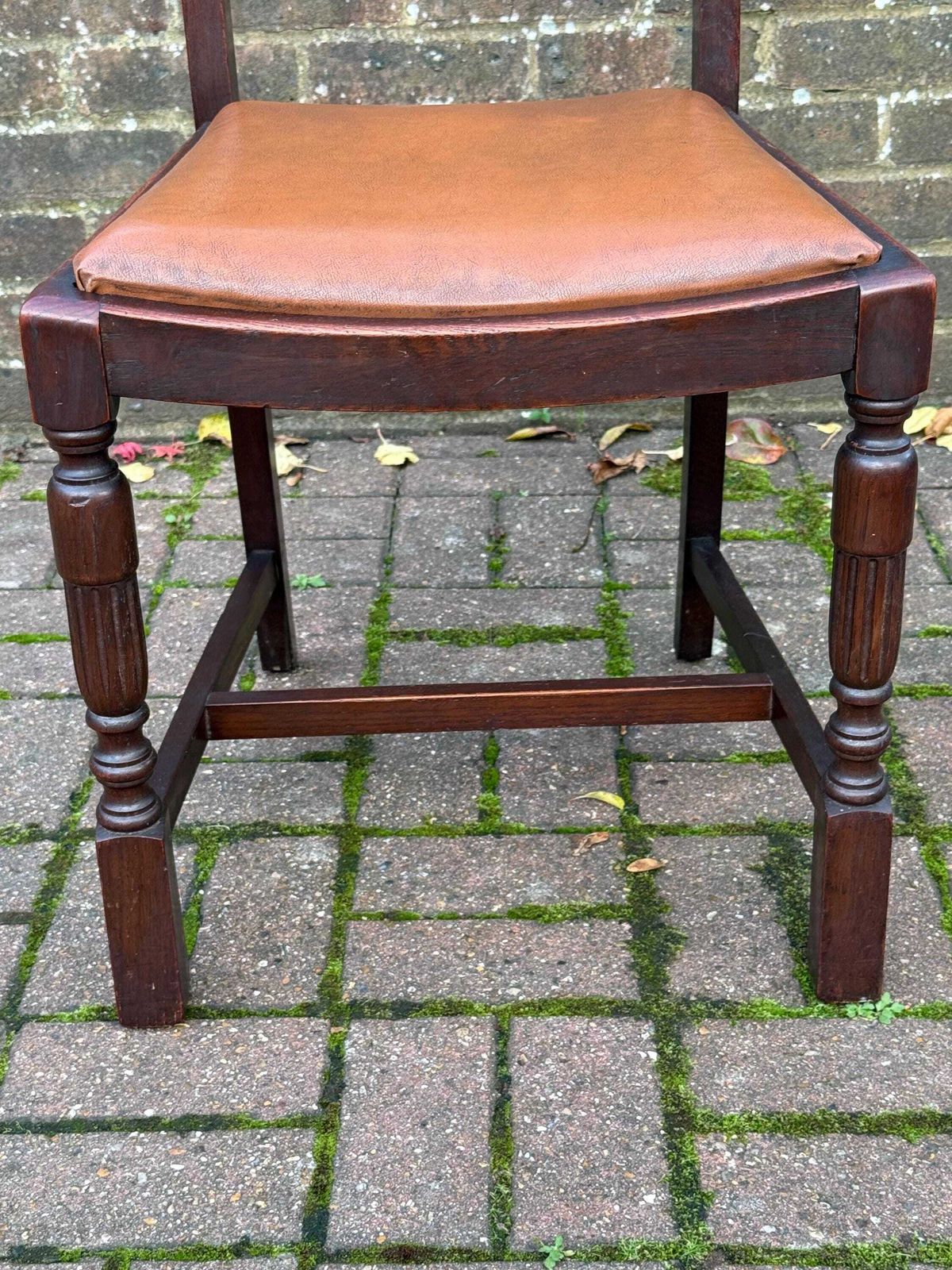 Vintage 1940s/50s High Wycombe Be At Ees Ladder Back Solid Wooden Chair With Leather Seat, Bristow & Townsend Ltd photo vintage